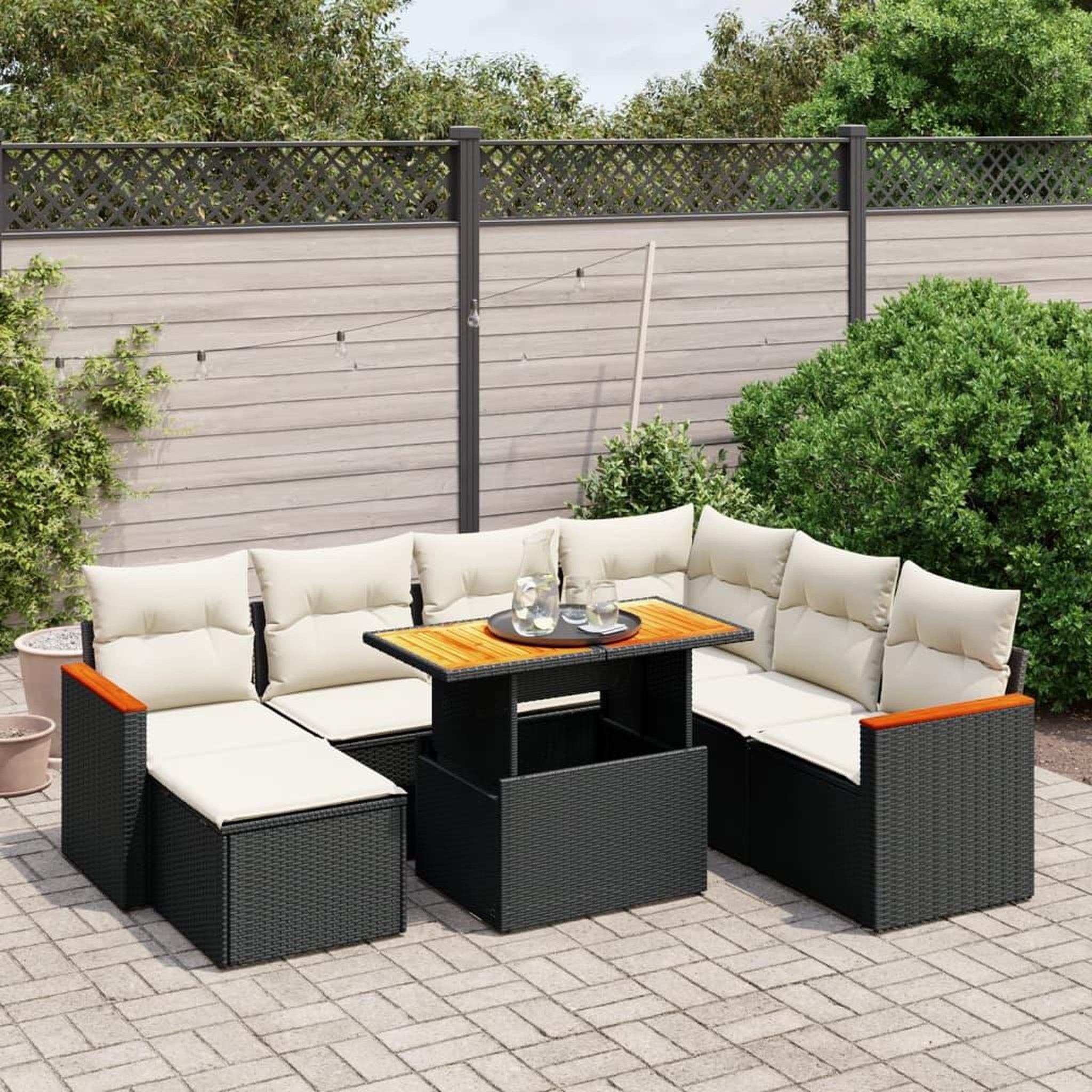 VIDAXL Salon de jardin 8 pcs avec coussins noir resine tressee