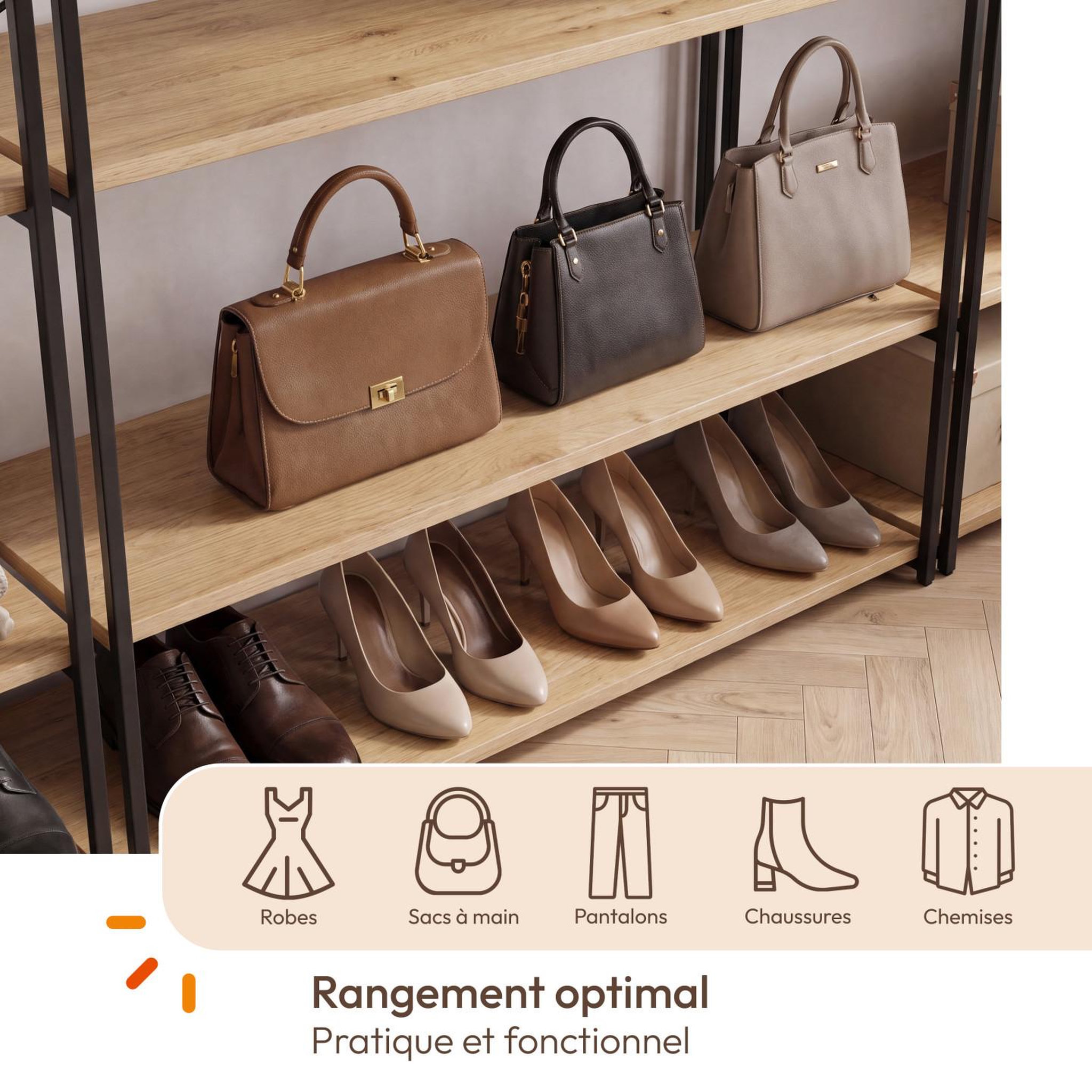 Voir la diapositive 5 : ID MARKET Dressing modulable xxl grande capacité l. 250 cm detroit design industriel