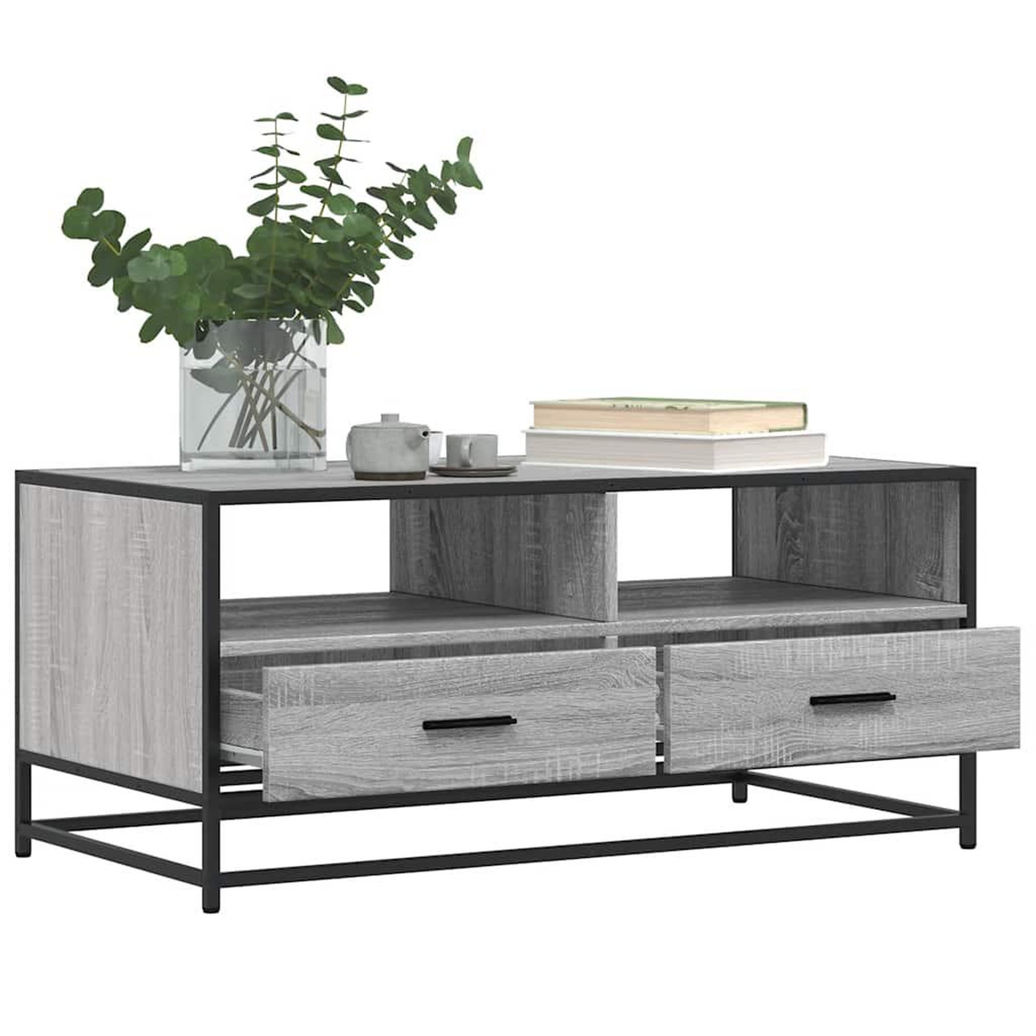 Voir la diapositive 4 : VIDAXL Table basse sonoma gris 100x50x45 cm bois d'ingenierie et metal