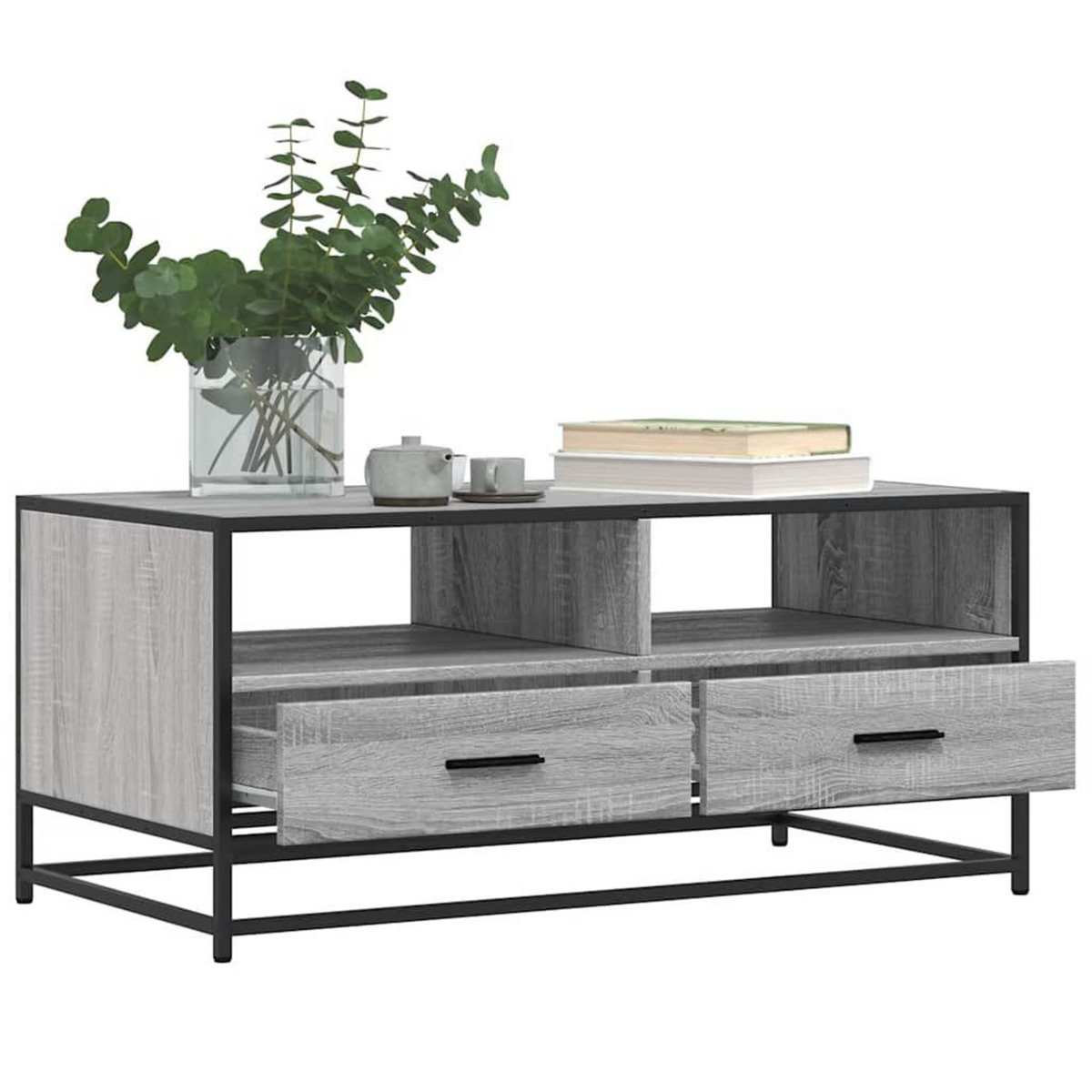VIDAXL Table basse sonoma gris 100x50x45 cm bois d'ingenierie et metal