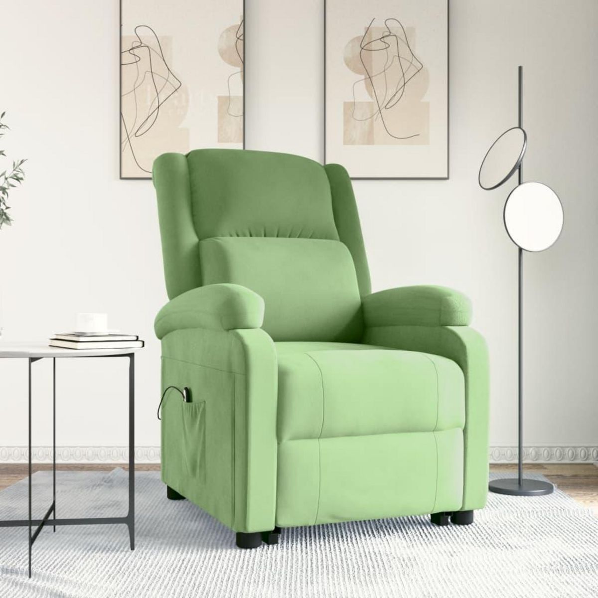 VIDAXL Fauteuil vert clair velours
