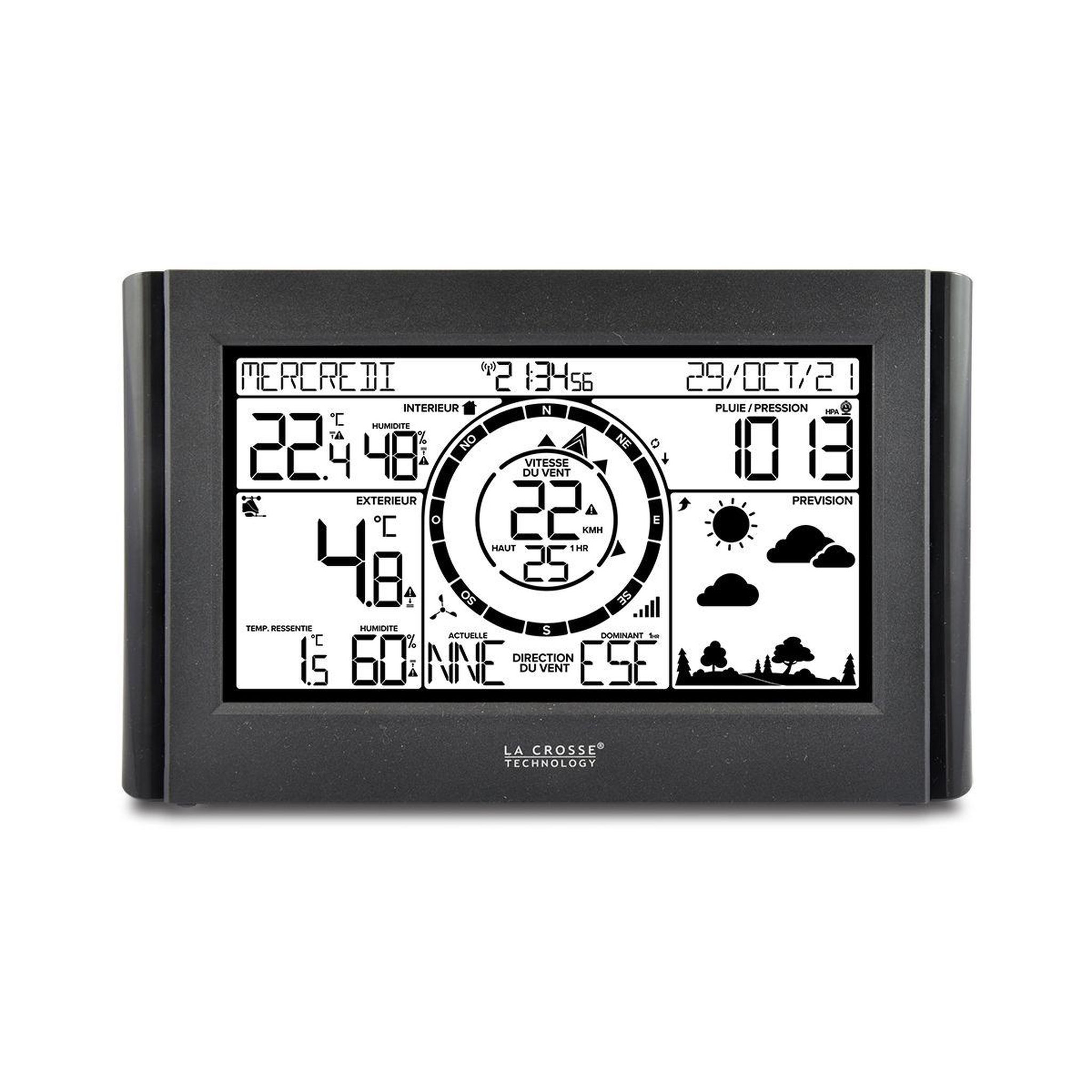 Voir la diapositive 2 : La crosse technology Station météo WS1652 Pro Noir