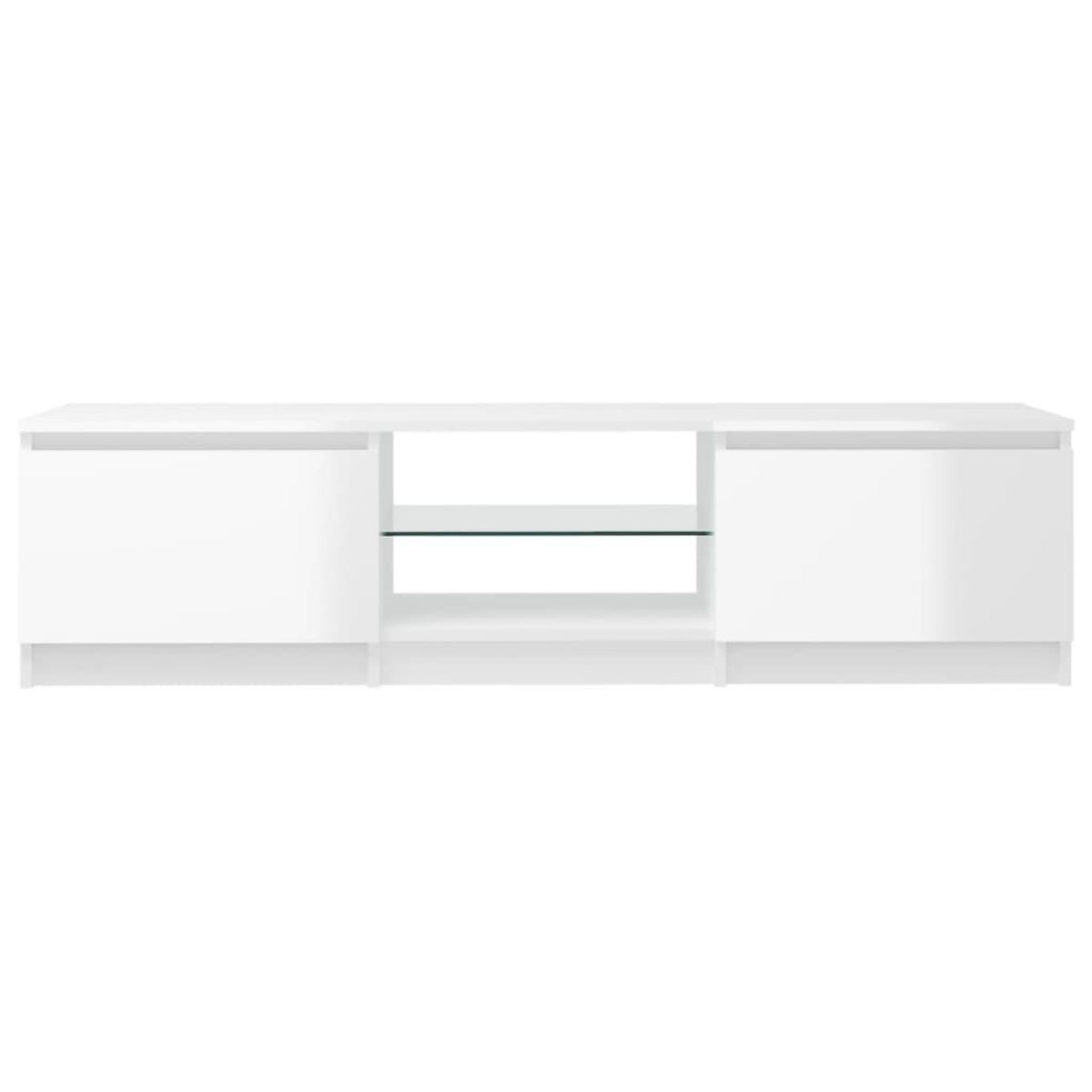 VIDAXL Meuble TV avec lumieres LED blanc brillant 140x40x35,5 cm