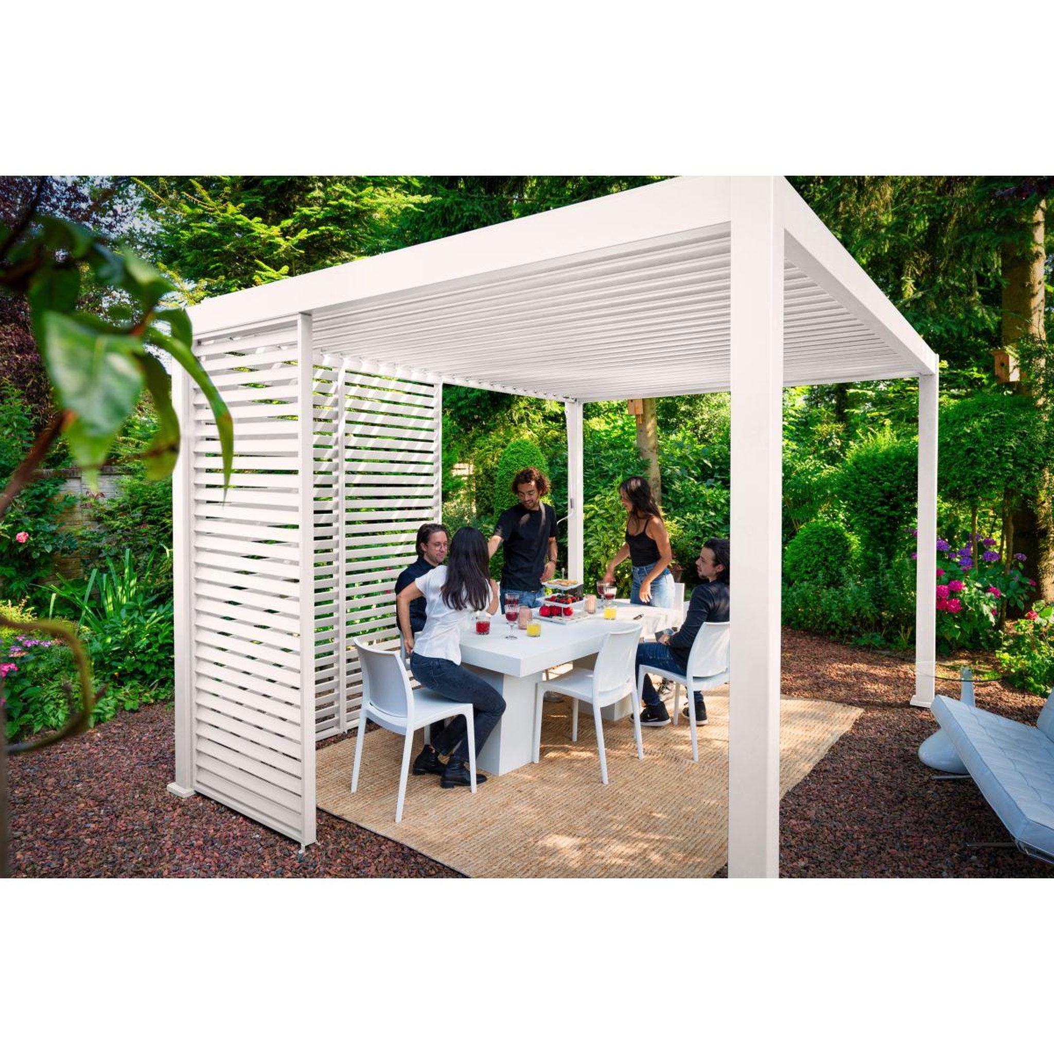 Voir la diapositive 1 : OMBREA Panneau brise-vue 1,2m blanc Aluminium pour pergola bioclimatique OMBREA®