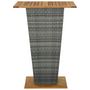 Voir la diapositive 3 : VIDAXL Table de bar Gris 80x80x110 cm Resine tressee et bois d'acacia
