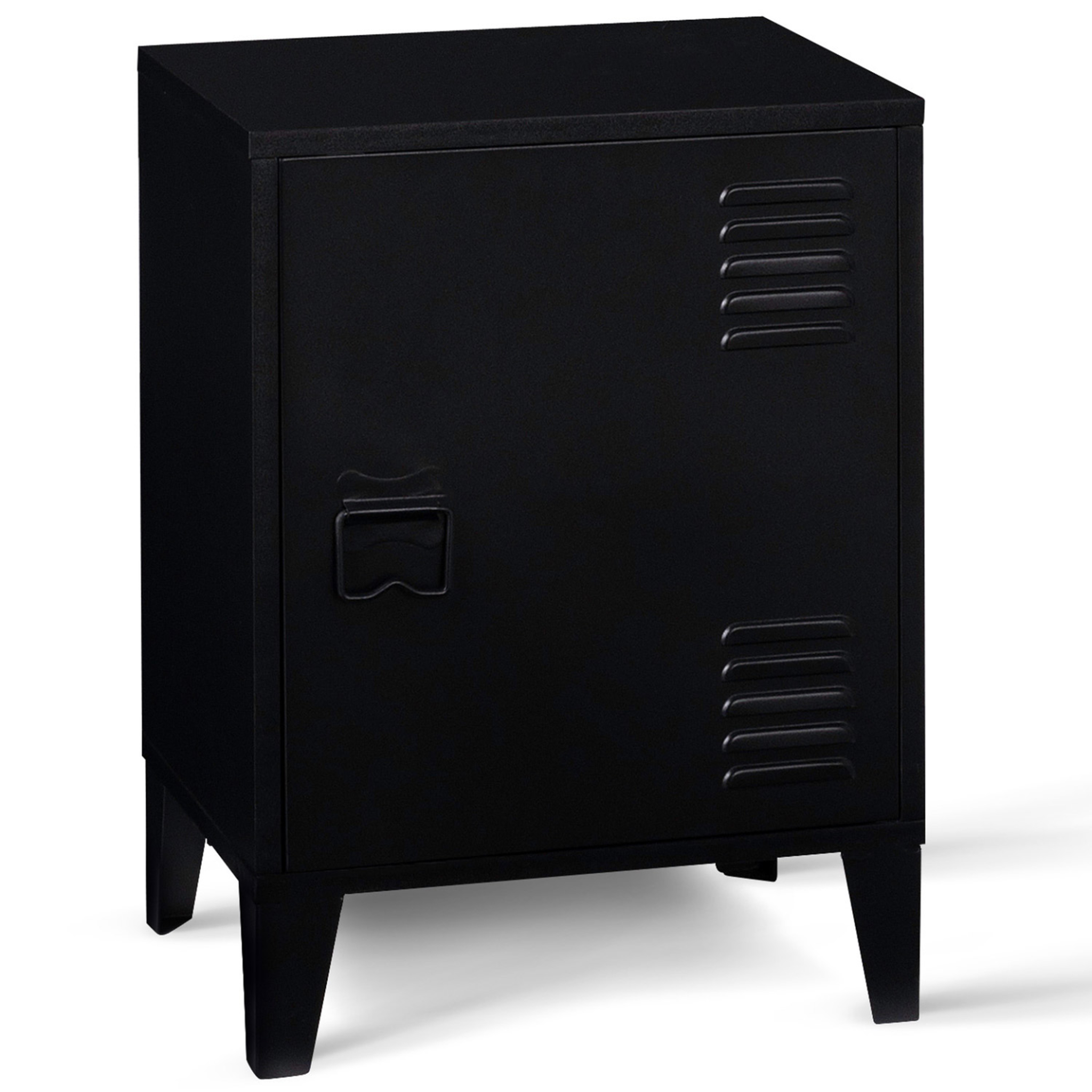 ID MARKET Table de chevet ester 1 porte métal noir design industriel