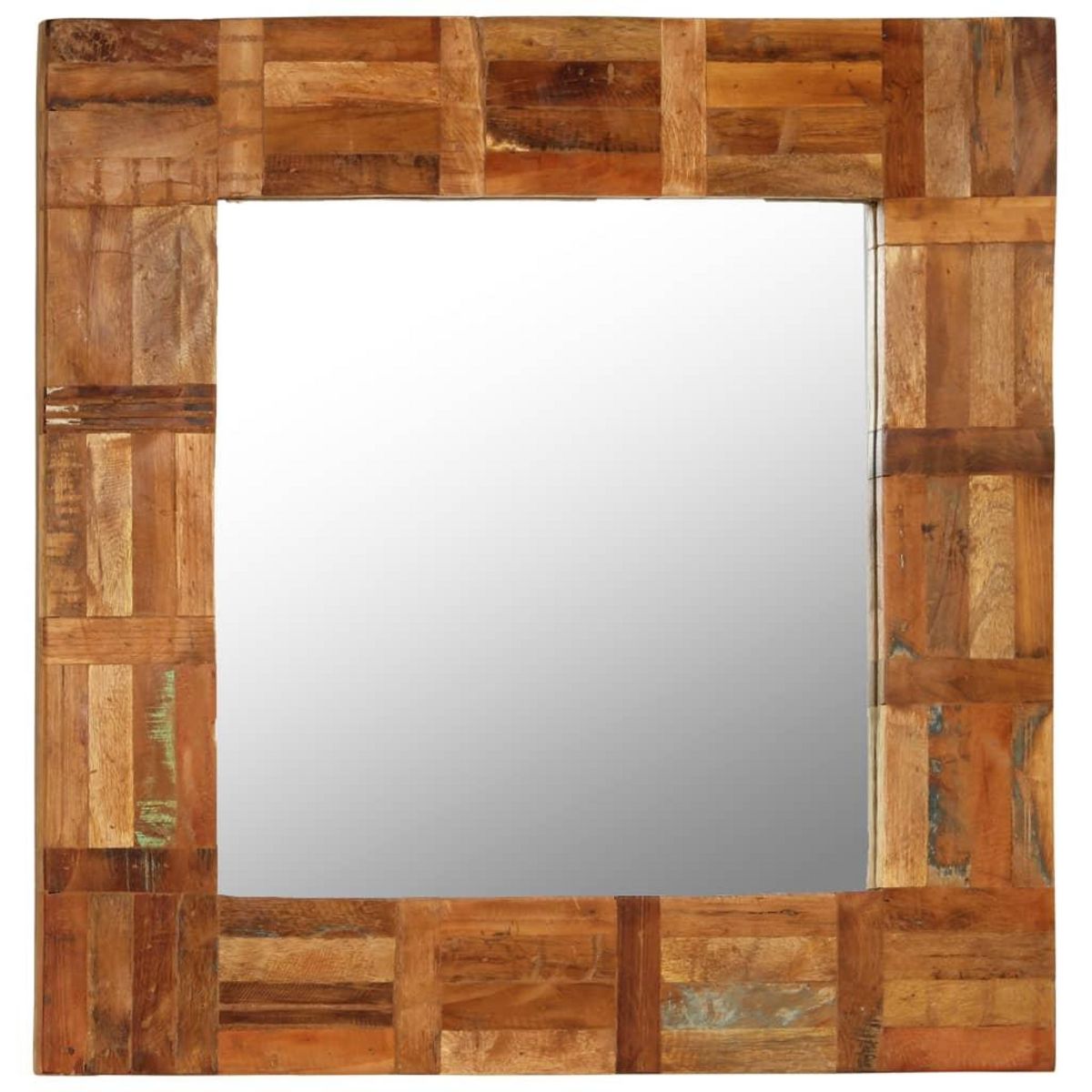 VIDAXL Miroir mural Bois de recuperation massif 60 x 60 cm