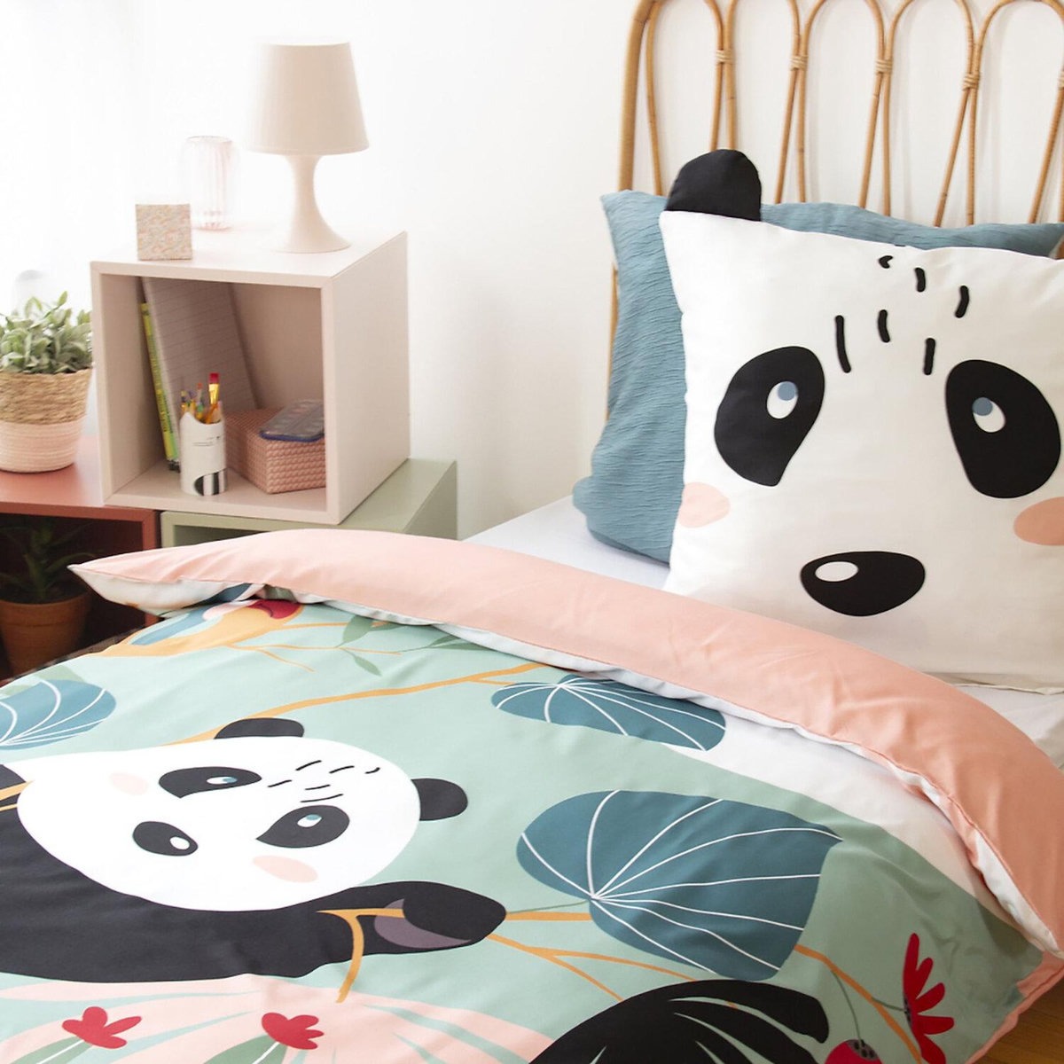 Home collection Parure housse de couette 100% microfibre 140x200 cm, panda