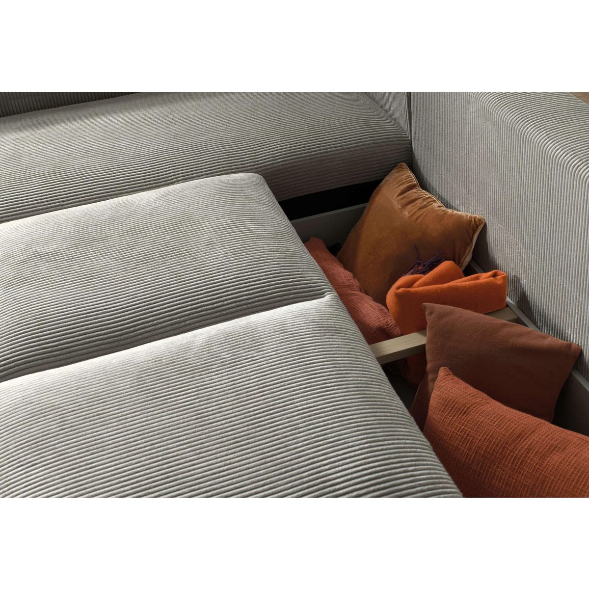 LISA DESIGN Livy - canapé d'angle convertible et coffre - réversible - en velours côtelé - 4 places