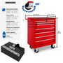 Voir la diapositive 6 : tectake Servante d'atelier 7 tiroirs spacieux verrouillables avec tapis antidérapant rouge