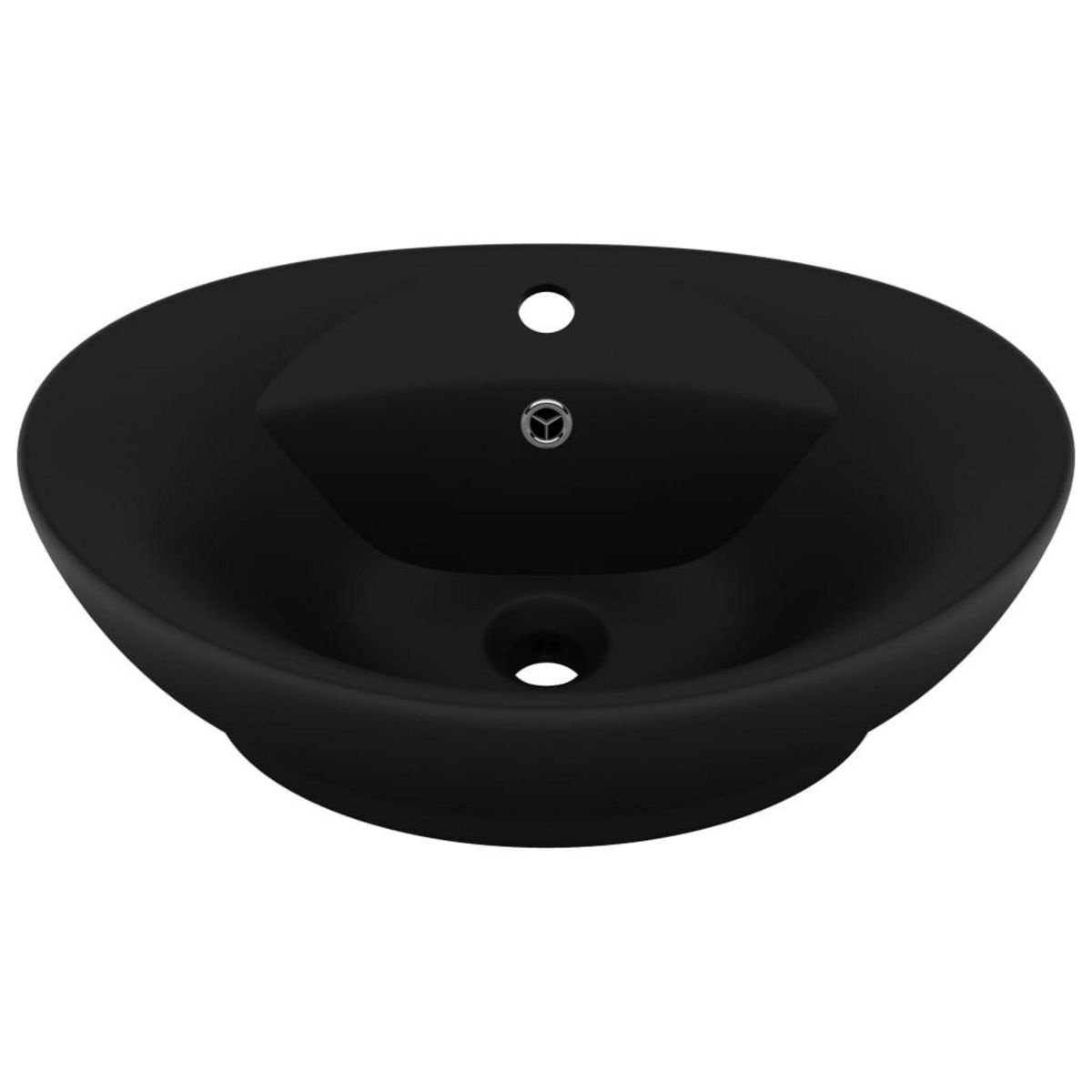 VIDAXL Lavabo ovale de luxe a trop-plein Noir mat 58,5x39 cm Ceramique
