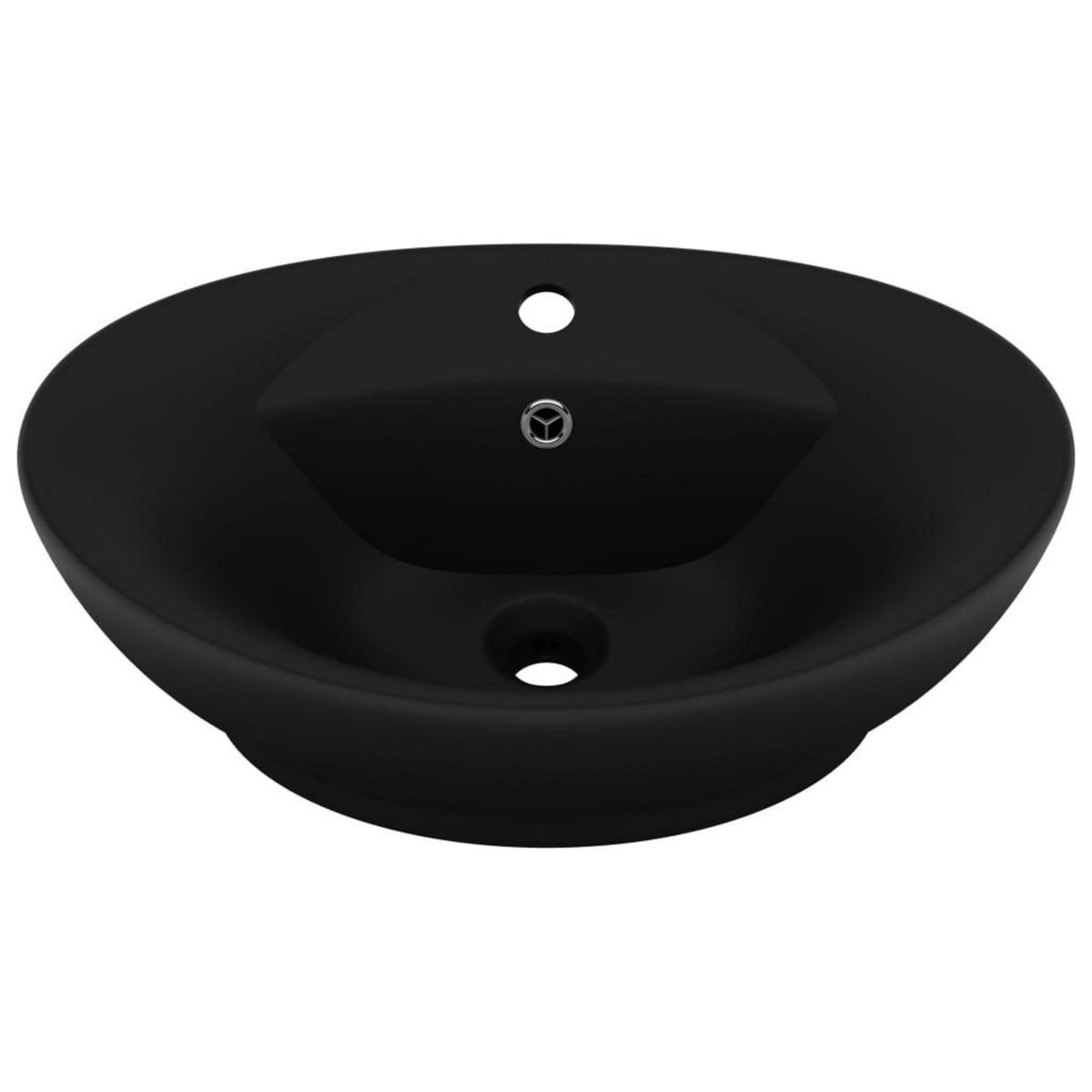 VIDAXL Lavabo ovale de luxe a trop-plein Noir mat 58,5x39 cm Ceramique