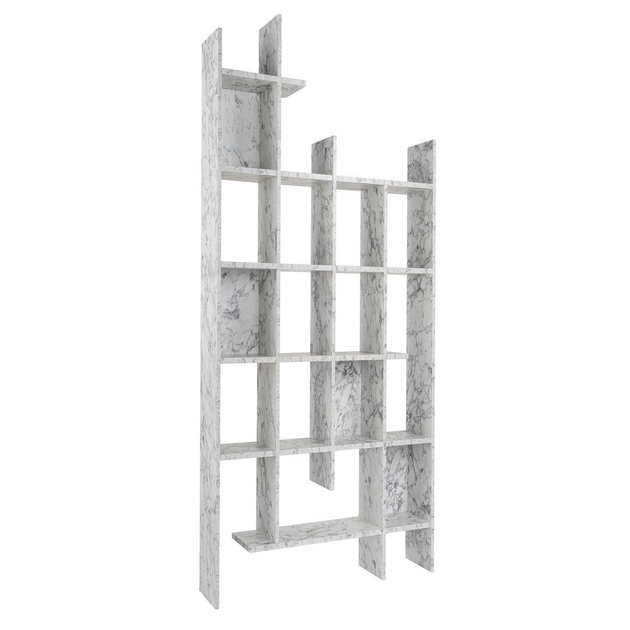 Habitat et Jardin Bibliothèque en bois  Manco  - 122 x 25 x 188 cm - Blanc marbré