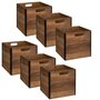 TOILINUX Lot de 6 Boîtes de rangement design en MDF effet bois - marron et noir