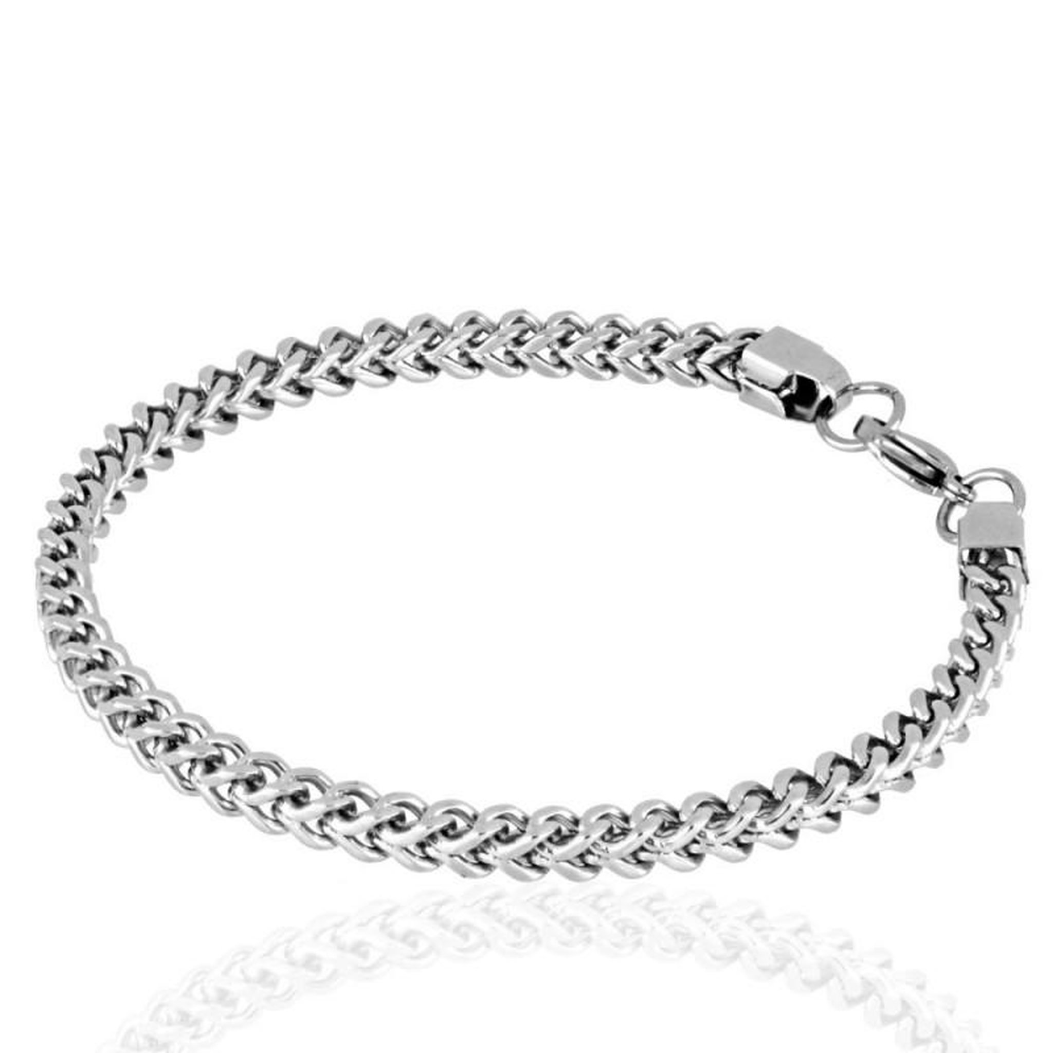 Voir la diapositive 1 : L'ATELIER D'AZUR Bracelet Acier Maille Palmier Carrée - Homme