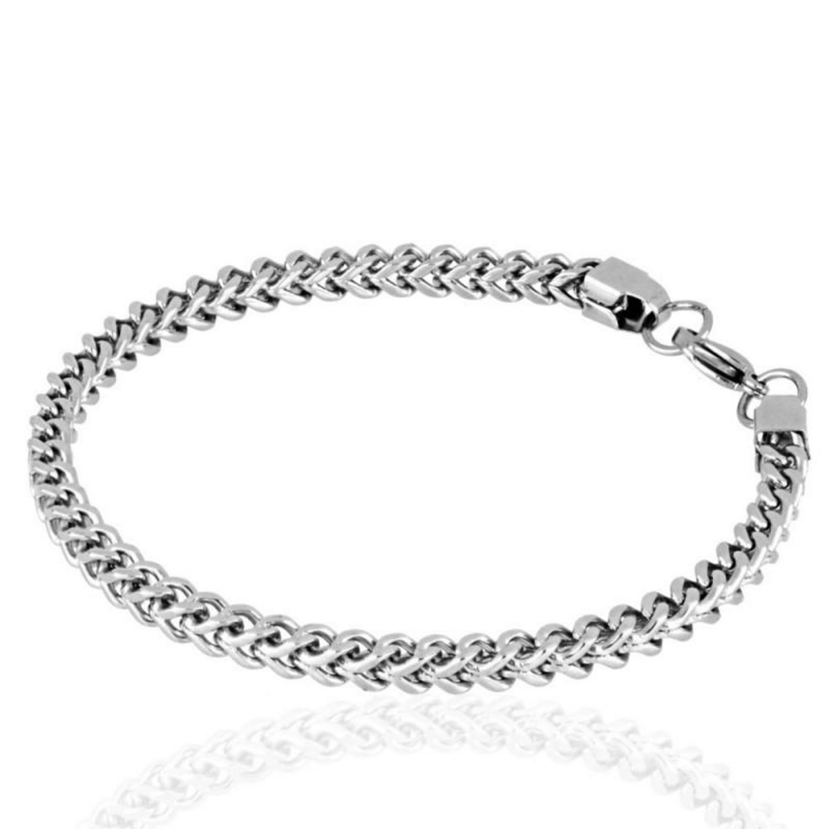 L'ATELIER D'AZUR Bracelet Acier Maille Palmier Carrée - Homme