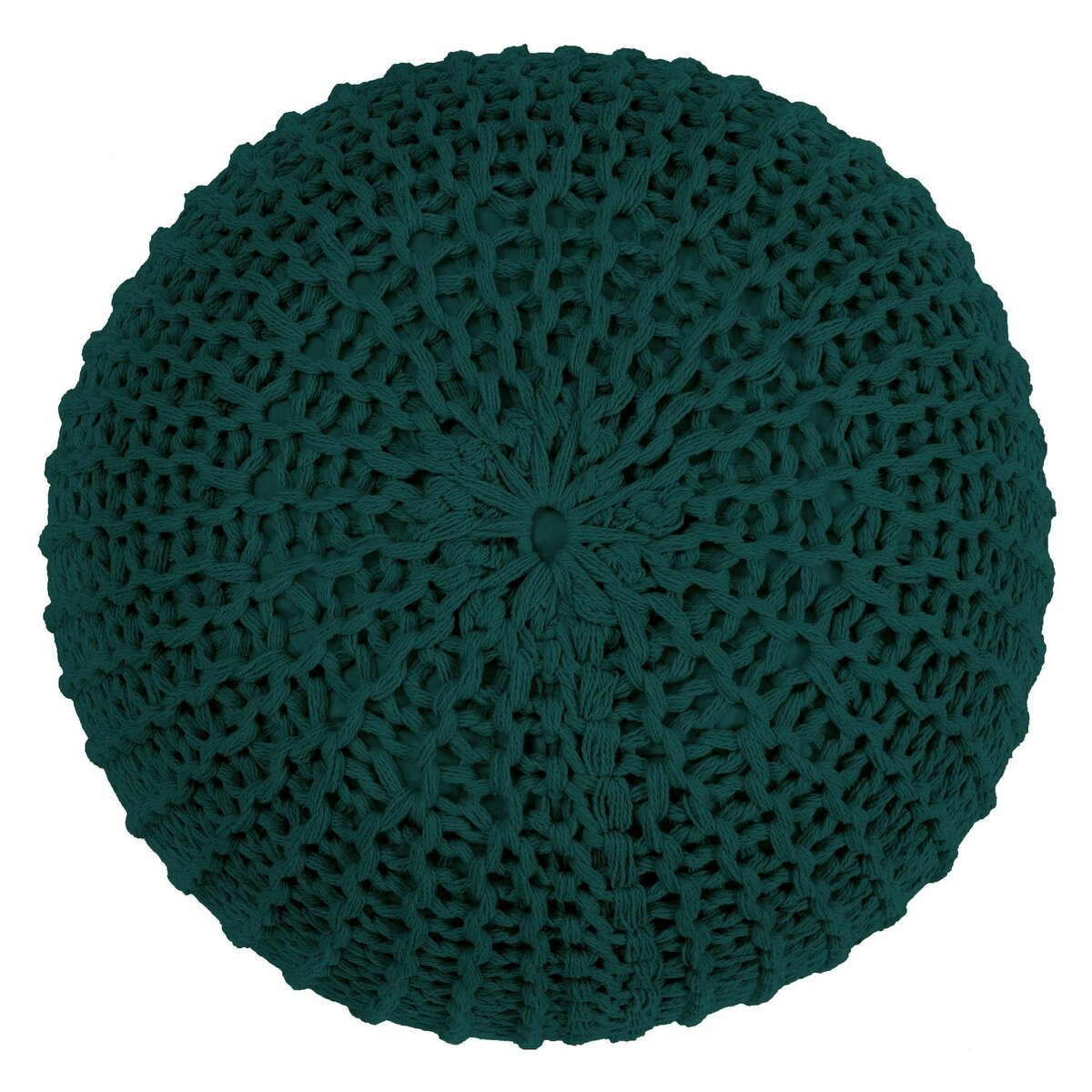Rendez vous déco Pouf tricot rond en coton jaune moutarde D40 cm - Elisa