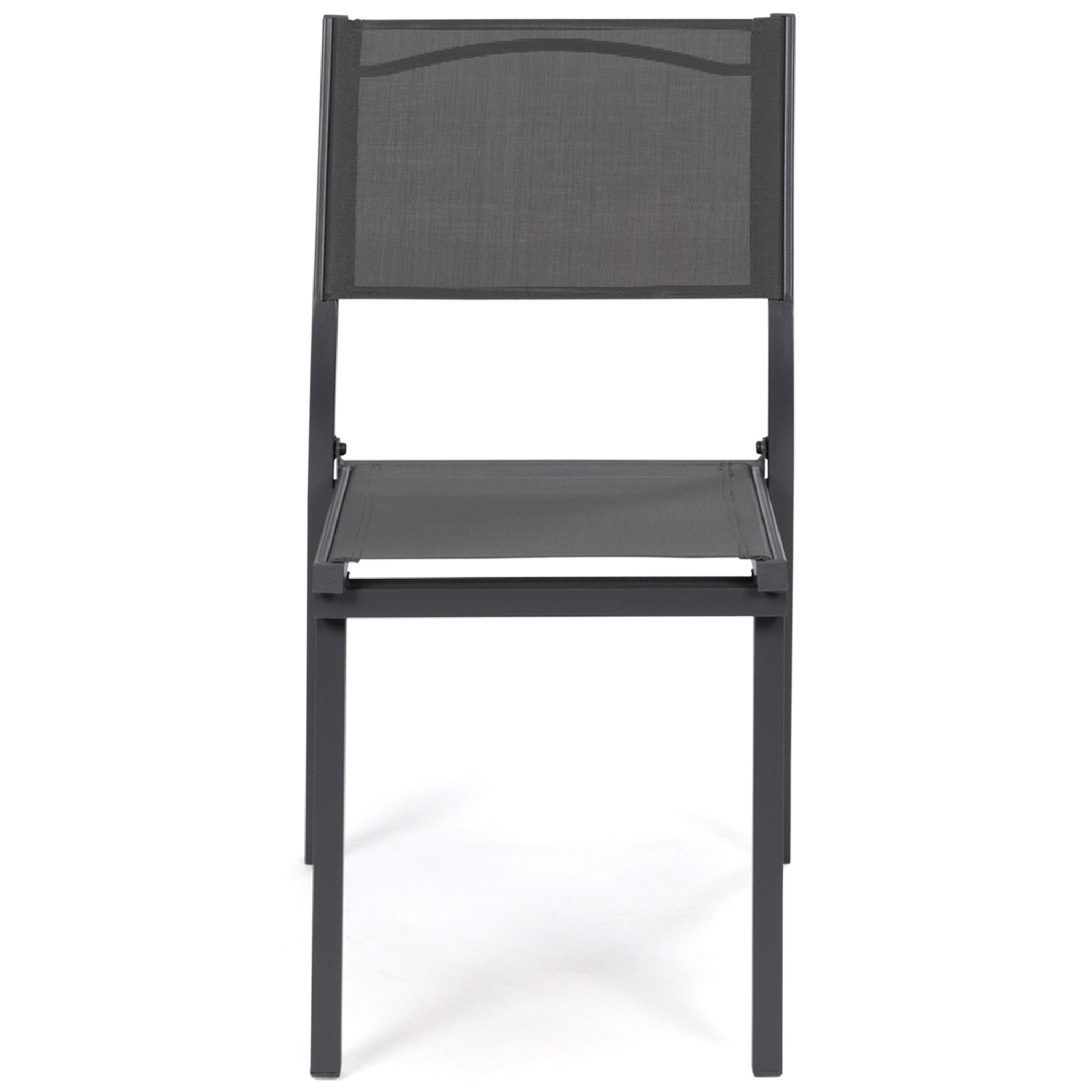 Voir la diapositive 4 : ID MARKET Lot de 6 chaises de jardin OLBIA métal et textilène empilables gris anthracite