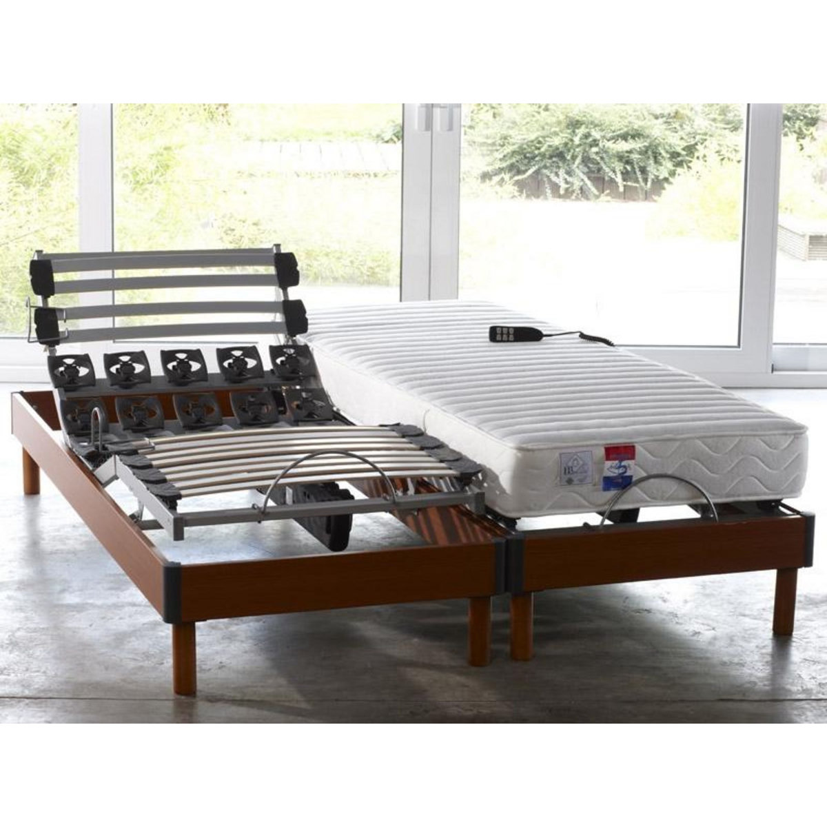 IDLITERIE Ensemble relaxation 100% latex 5 zones + sommier latte & Plot au niveau lombaire - FABRICATION FRANCE