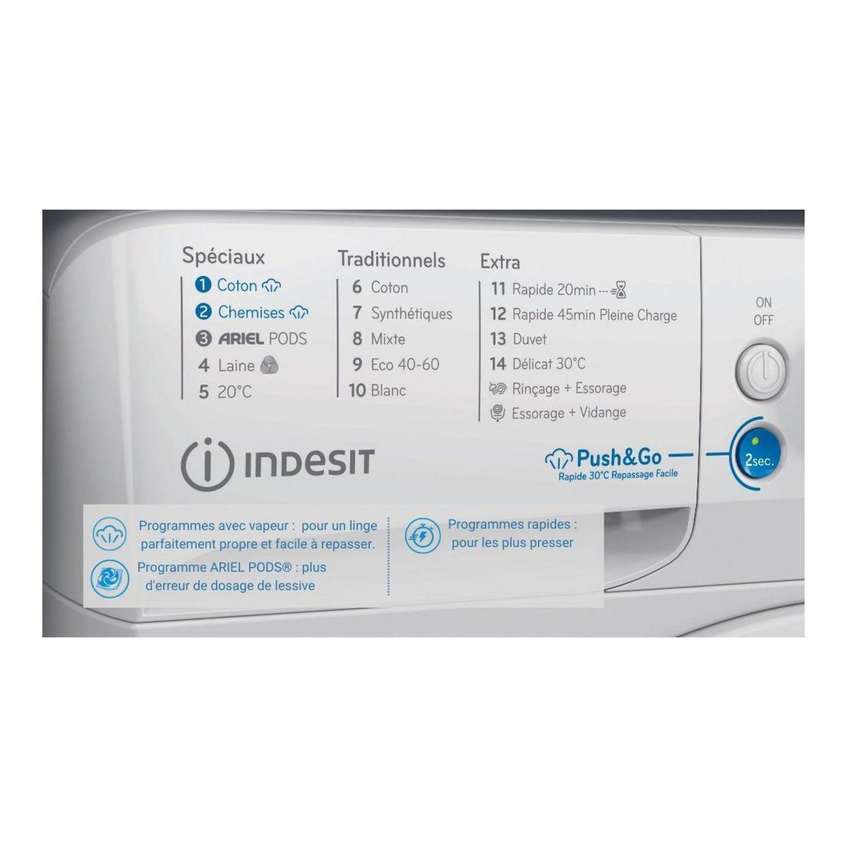 Indesit Lave linge hublot BWE101496XWKVFR