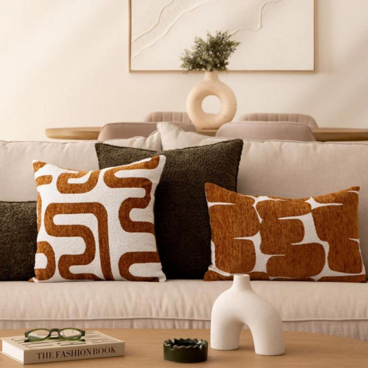 ATMOSPHERA Housse de Coussin Chenille  Jeni  30x50cm Caramel