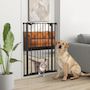 Voir la diapositive 2 : PAWHUT Barrière de sécurité animaux - longueur réglable dim. 74-80 cm - porte double verrouillage, ouverture double sens, petite porte -sans perçage - acier plastique noir
