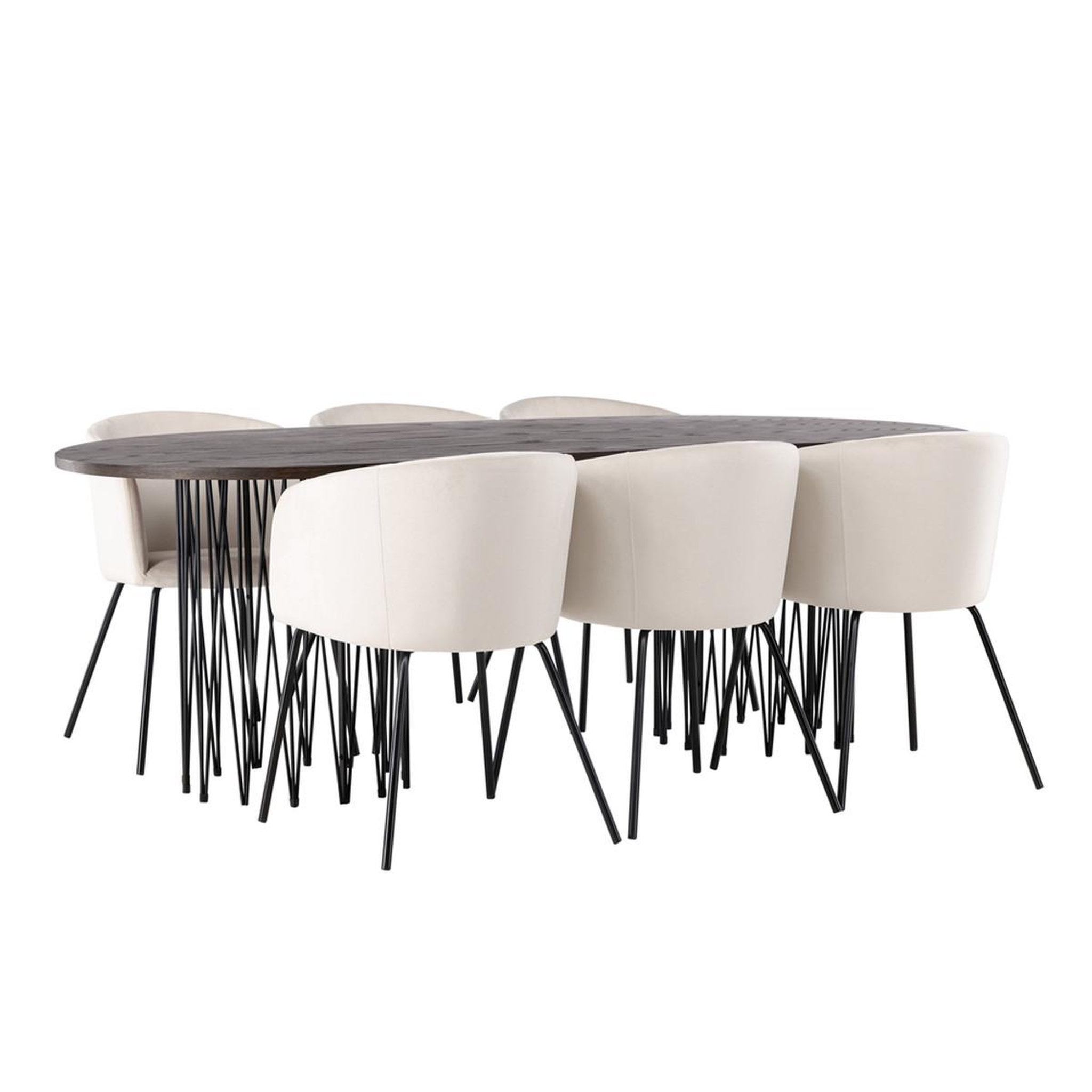 Paris Prix Ensemble table à manger & 6 chaises  stone & berit  220cm beige & moka