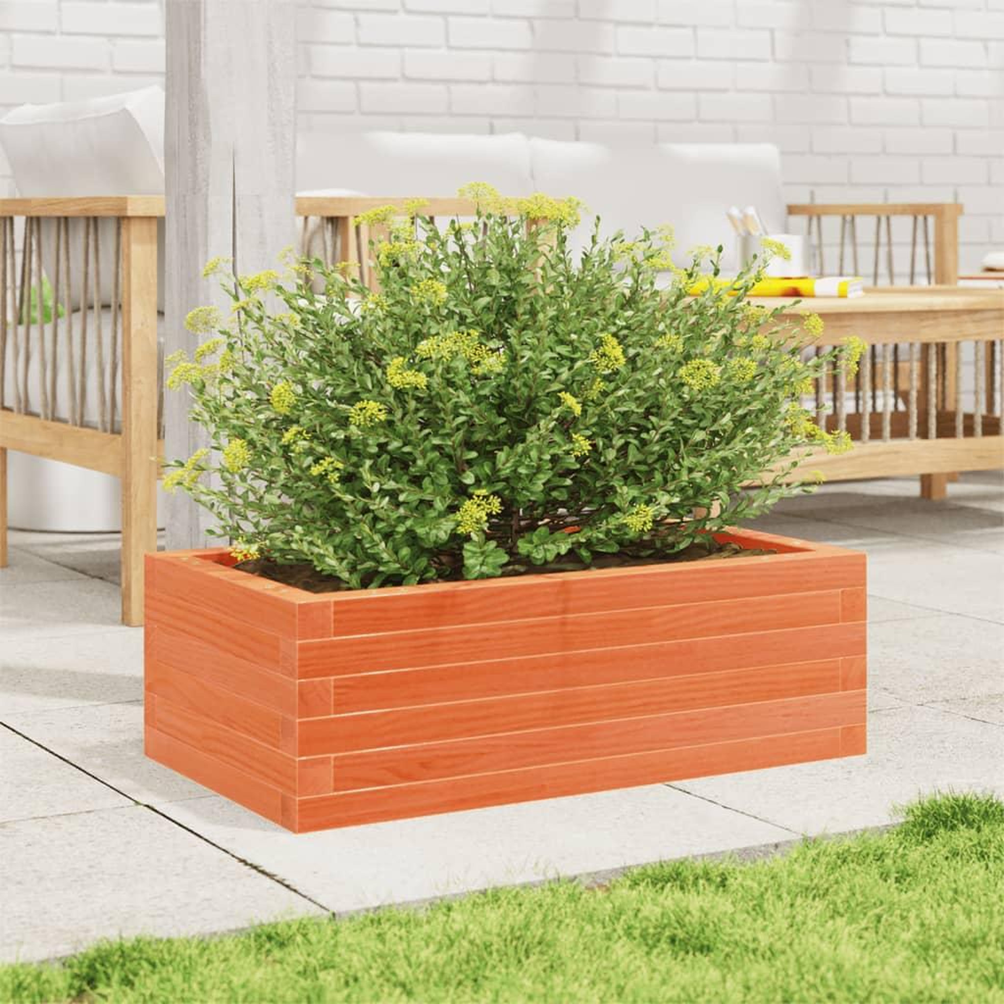 Voir la diapositive 3 : VIDAXL Jardiniere cire marron 70x40x23 cm bois de pin massif