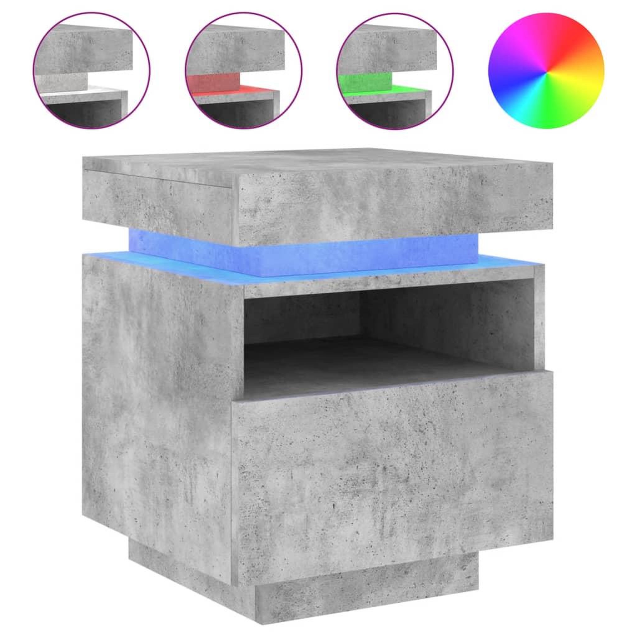 Voir la diapositive 2 : VIDAXL Armoire de chevet avec lumieres LED gris beton 40x39x48,5 cm