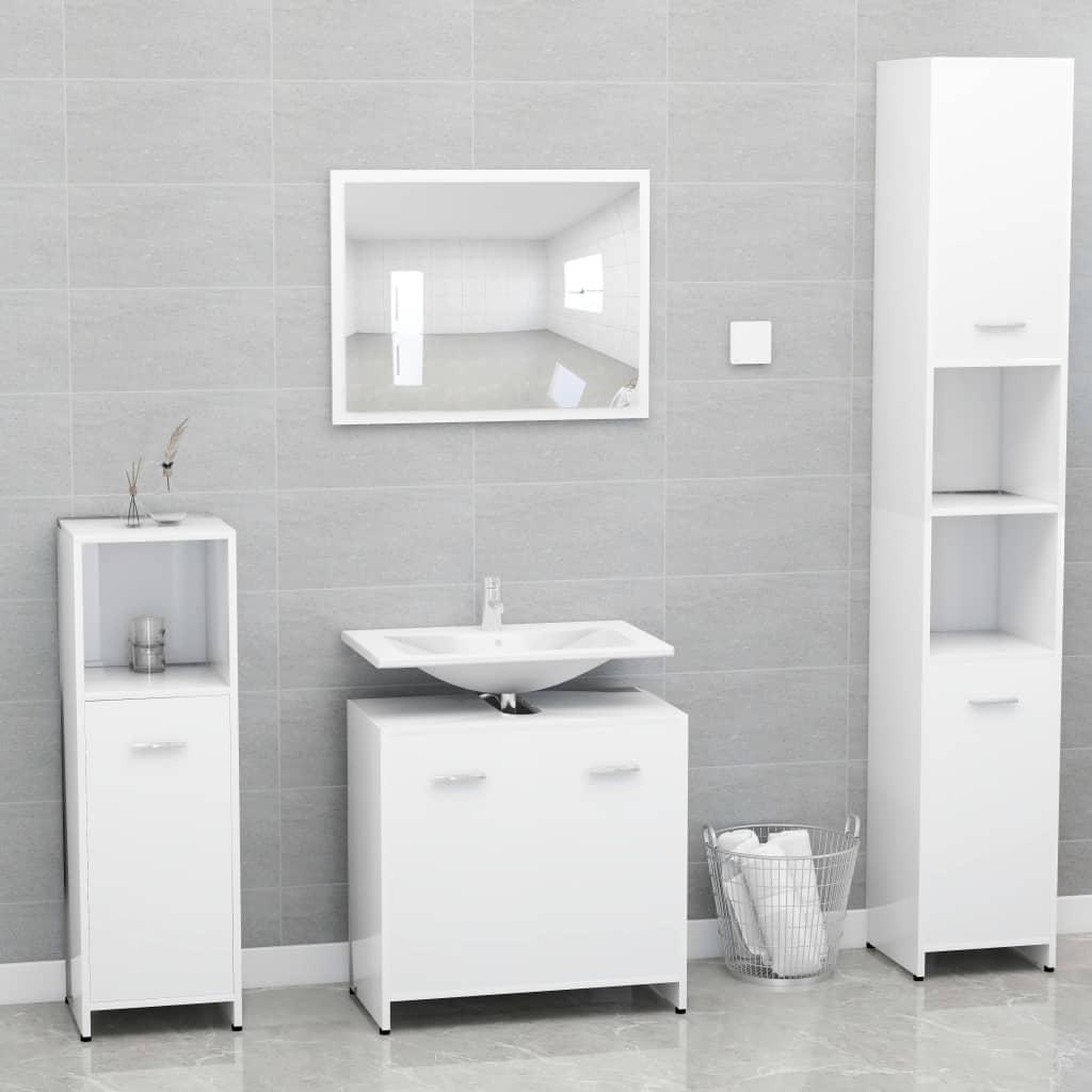 Voir la diapositive 1 : VIDAXL Ensemble de meubles de salle de bain Blanc Bois d'ingenierie