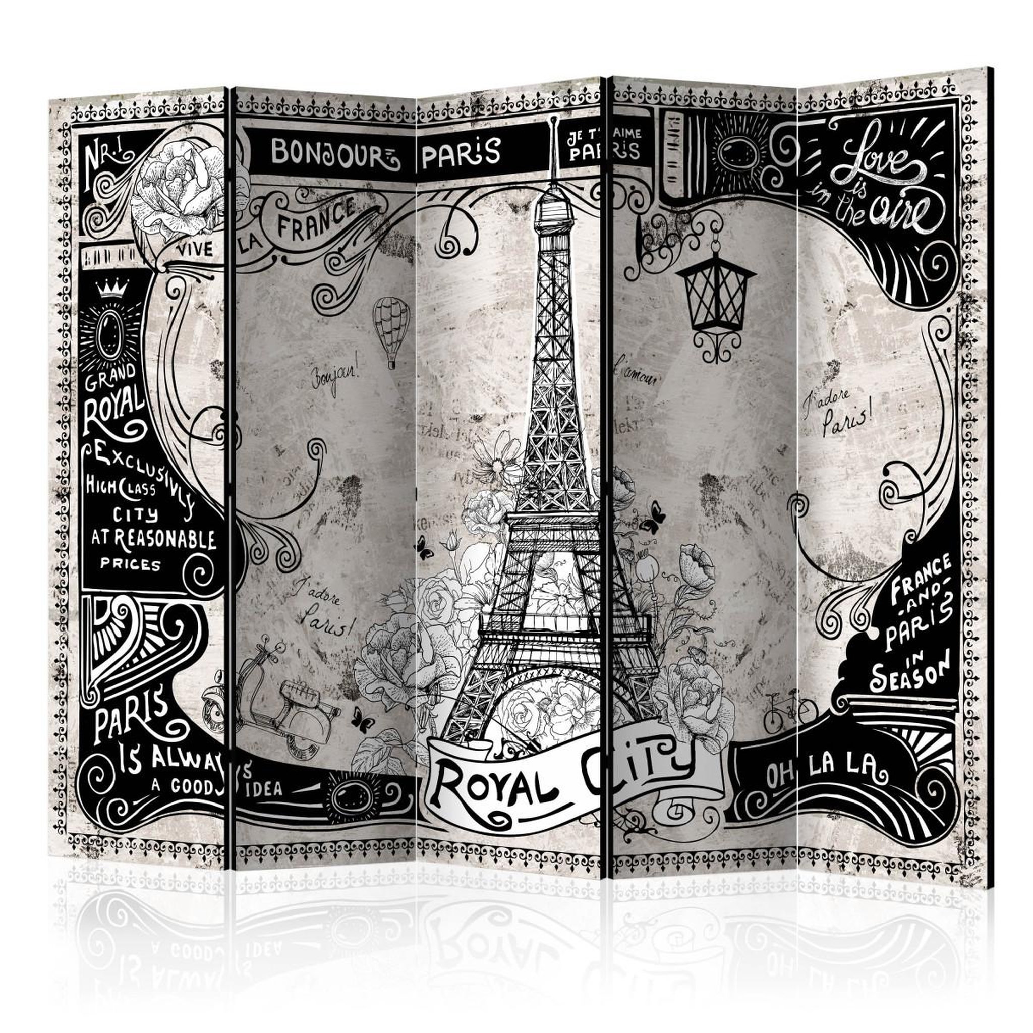 Paris Prix Paravent 5 volets  bonjour paris  172x225cm