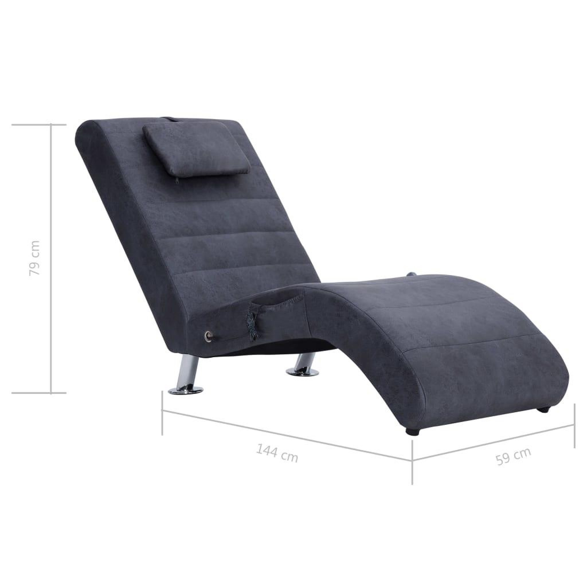 Voir la diapositive 6 : VIDAXL Chaise longue de massage avec oreiller Gris Similicuir daim