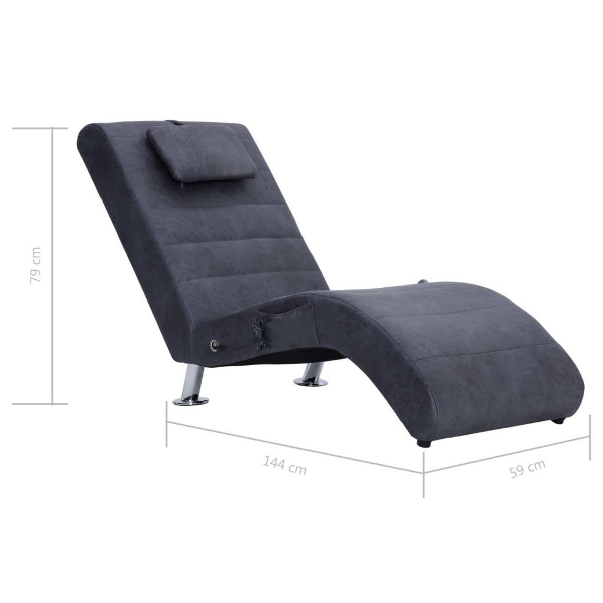 VIDAXL Chaise longue de massage avec oreiller Gris Similicuir daim