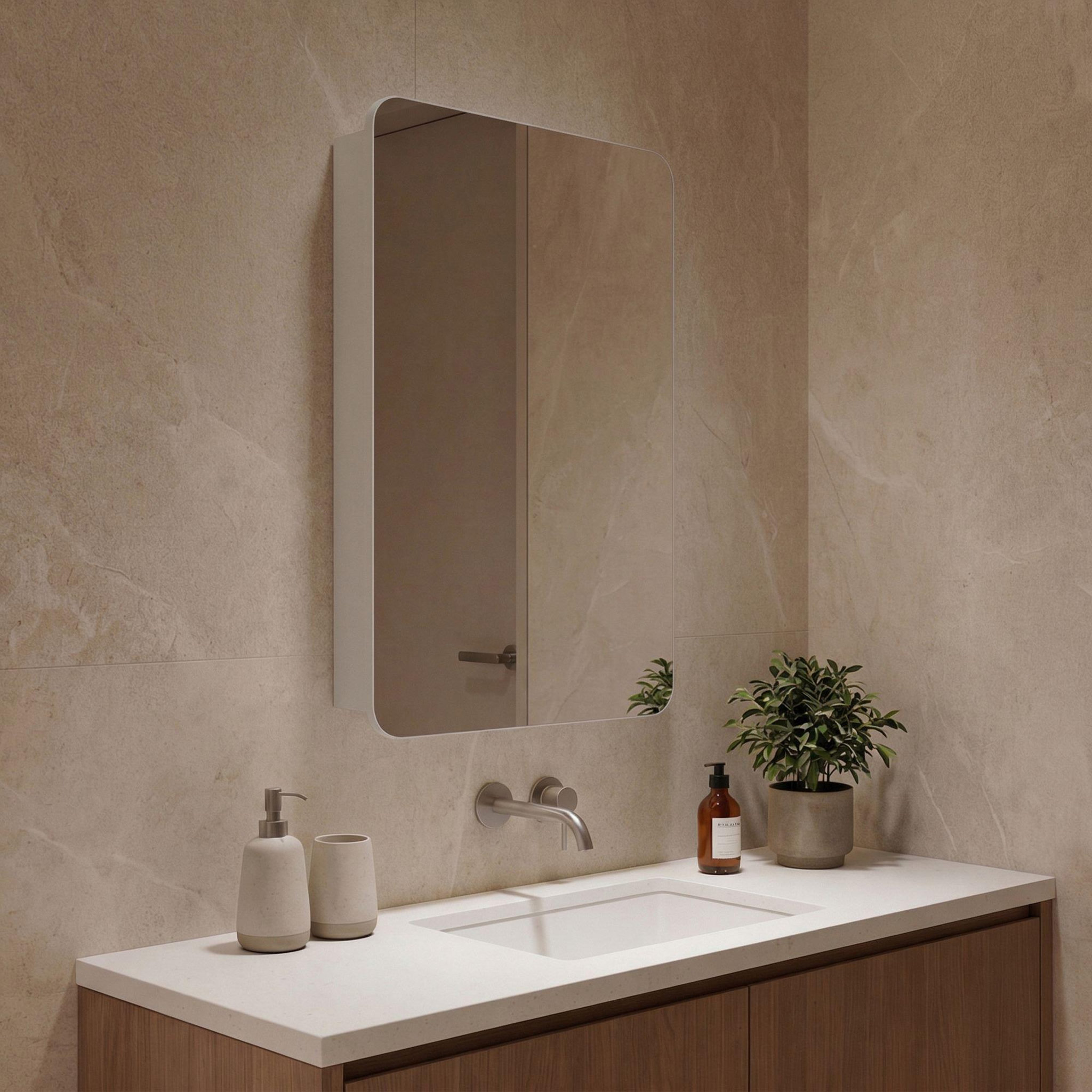 Voir la diapositive 2 : Habitat et Jardin Meuble salle de bain avec miroir  orbit 50  - 50 x 16 x 71 cm - white