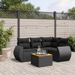 VIDAXL Salon de jardin 5 pcs avec coussins noir resine tressee