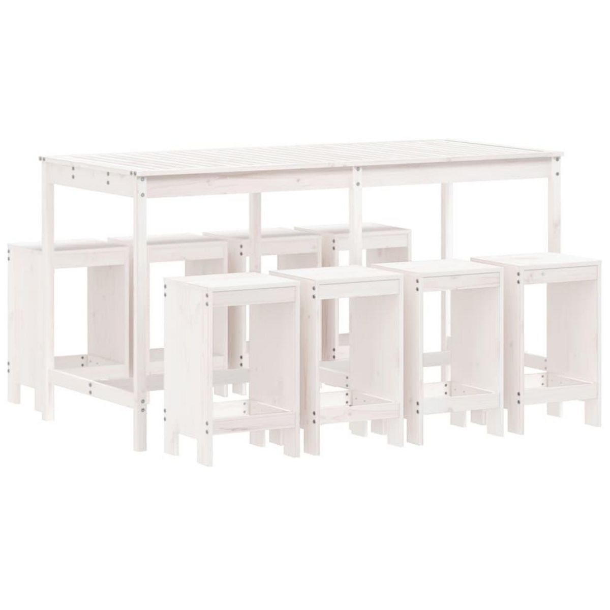 VIDAXL Ensemble de bar de jardin 9 pcs blanc bois de pin massif