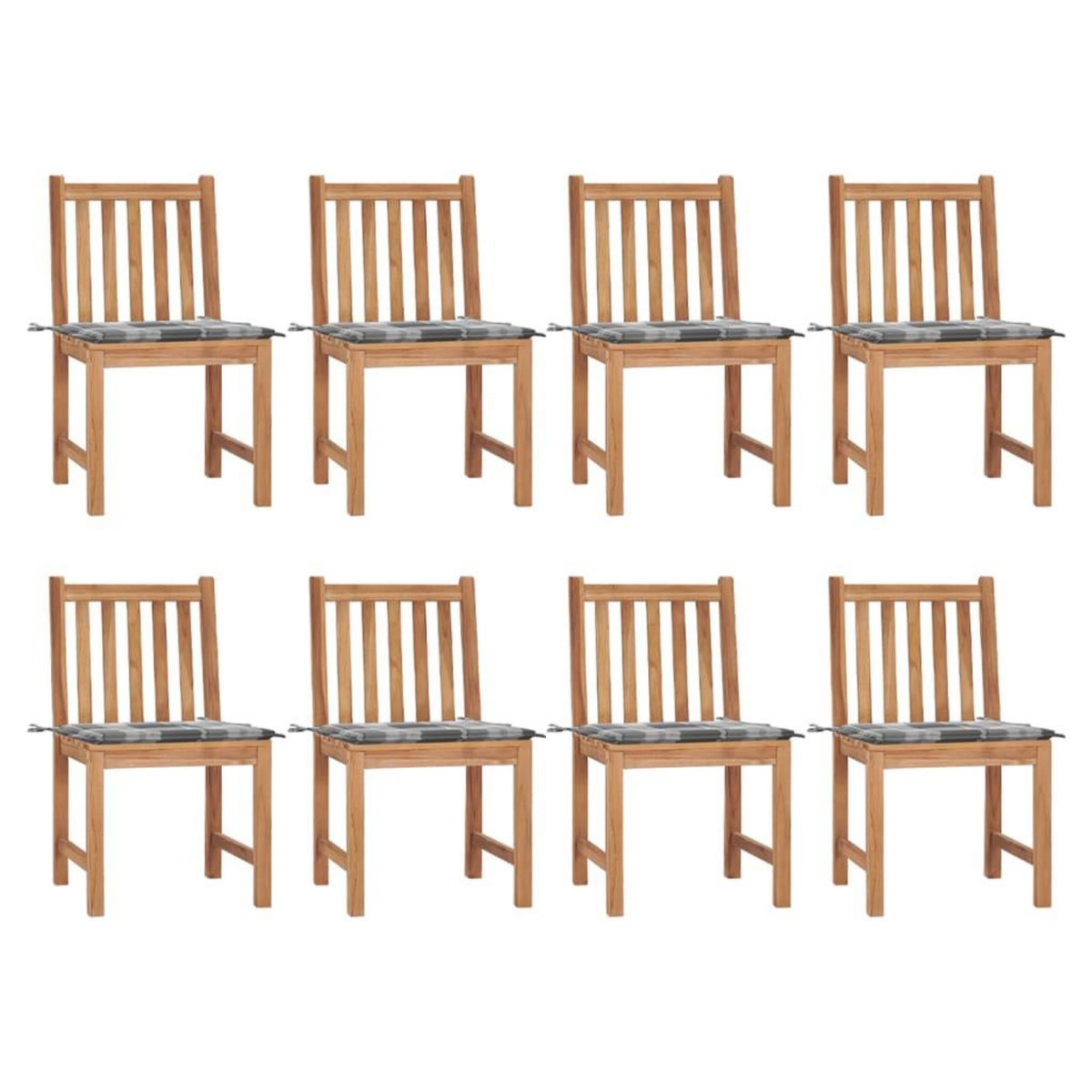 VIDAXL Chaises de jardin lot de 8 avec coussins Bois de teck massif