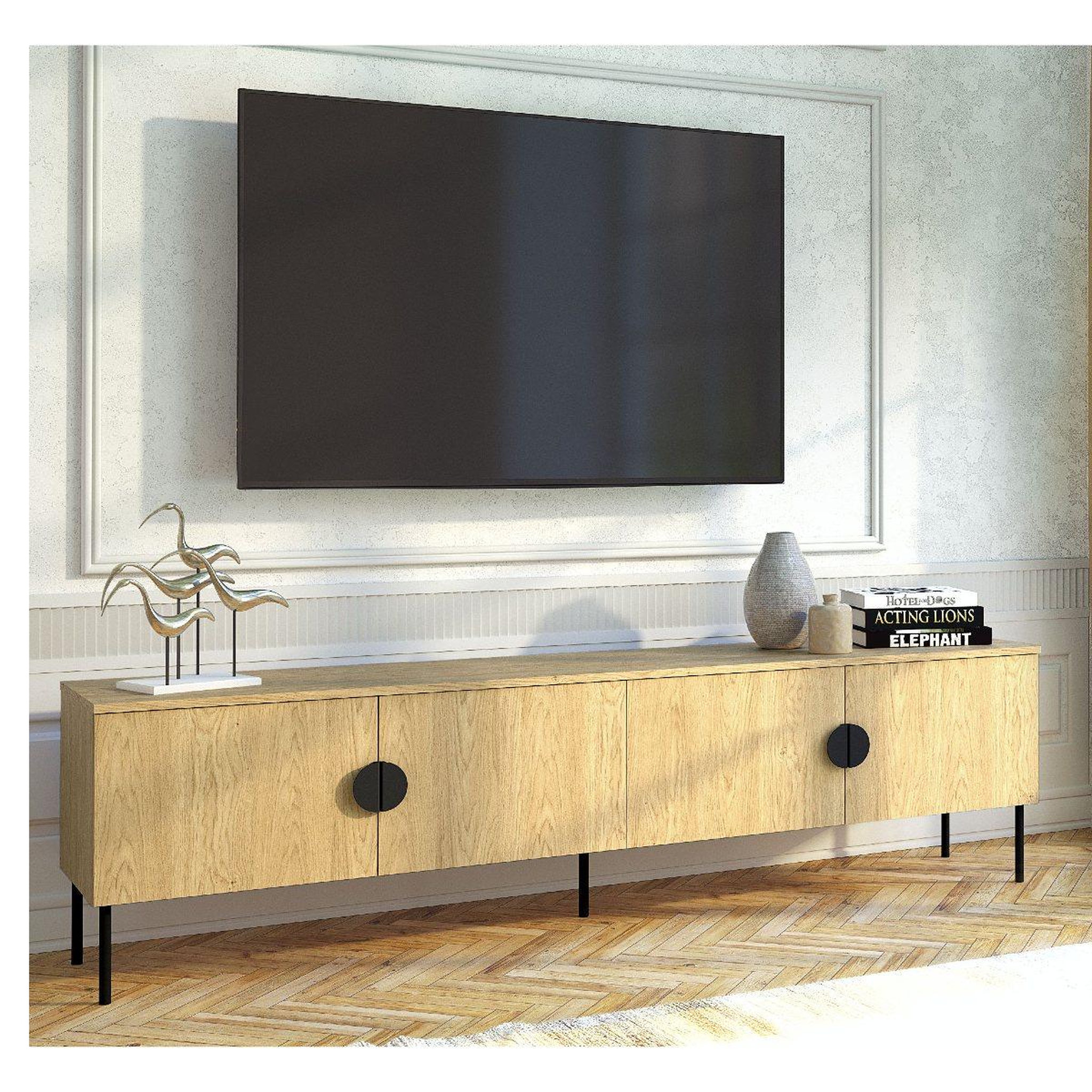 Voir la diapositive 2 : JLC KREATION Meuble tv moderne 4 portes bois et métal 200cm dimitri