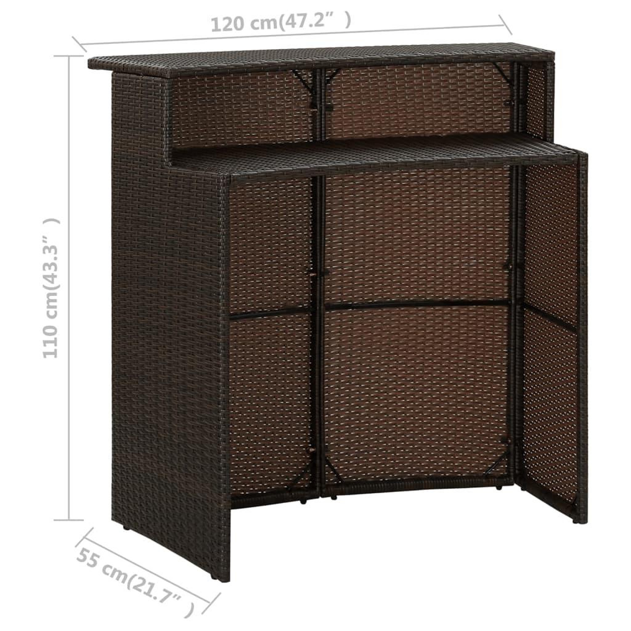 Voir la diapositive 6 : VIDAXL Table de bar de jardin Marron 120x55x110 cm Resine tressee