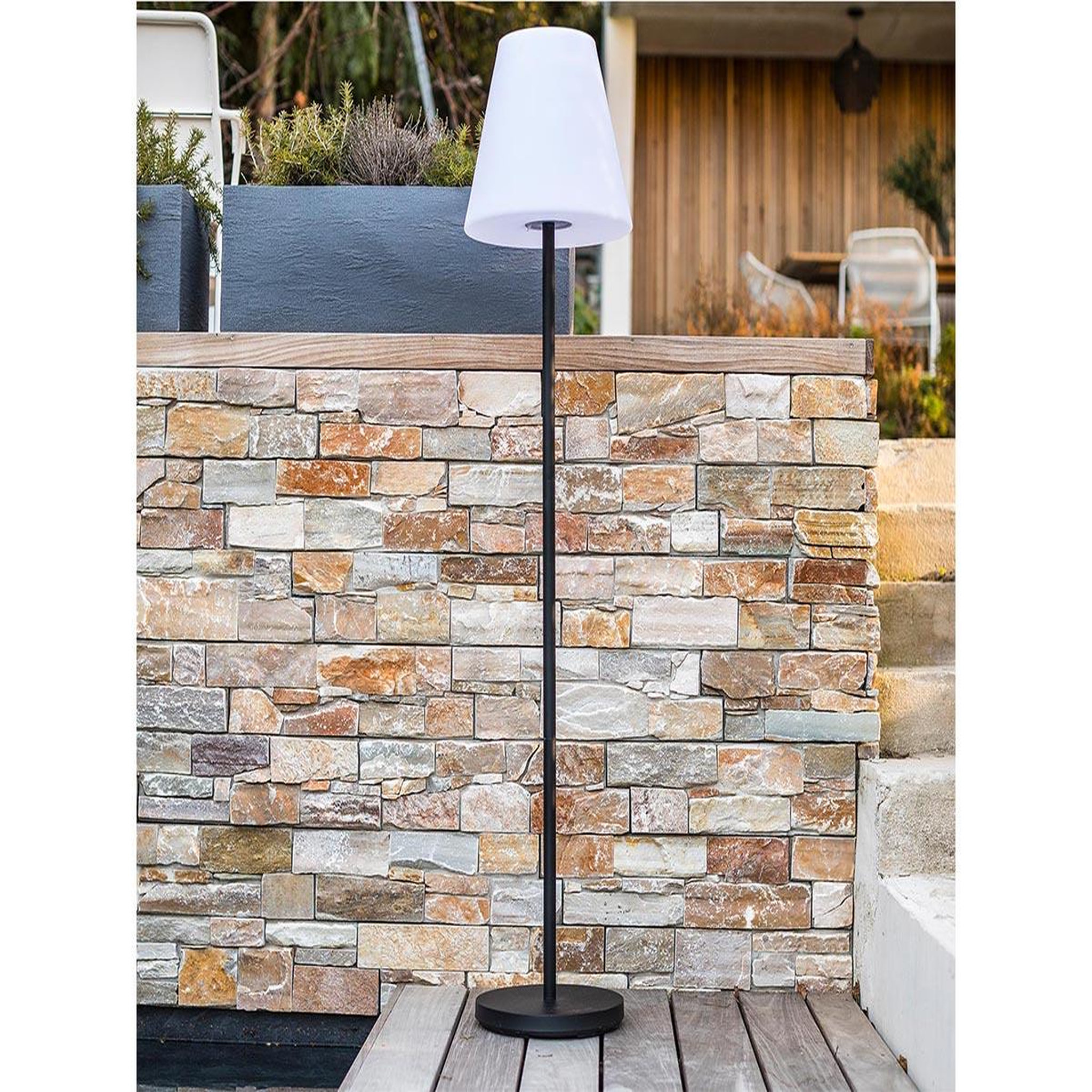 Voir la diapositive 2 : Lumisky Lampadaire lumineux solaire et rechargeable pied métal LED blanc chaud / blanc dimmable STANDY SOLAR H 150 cm