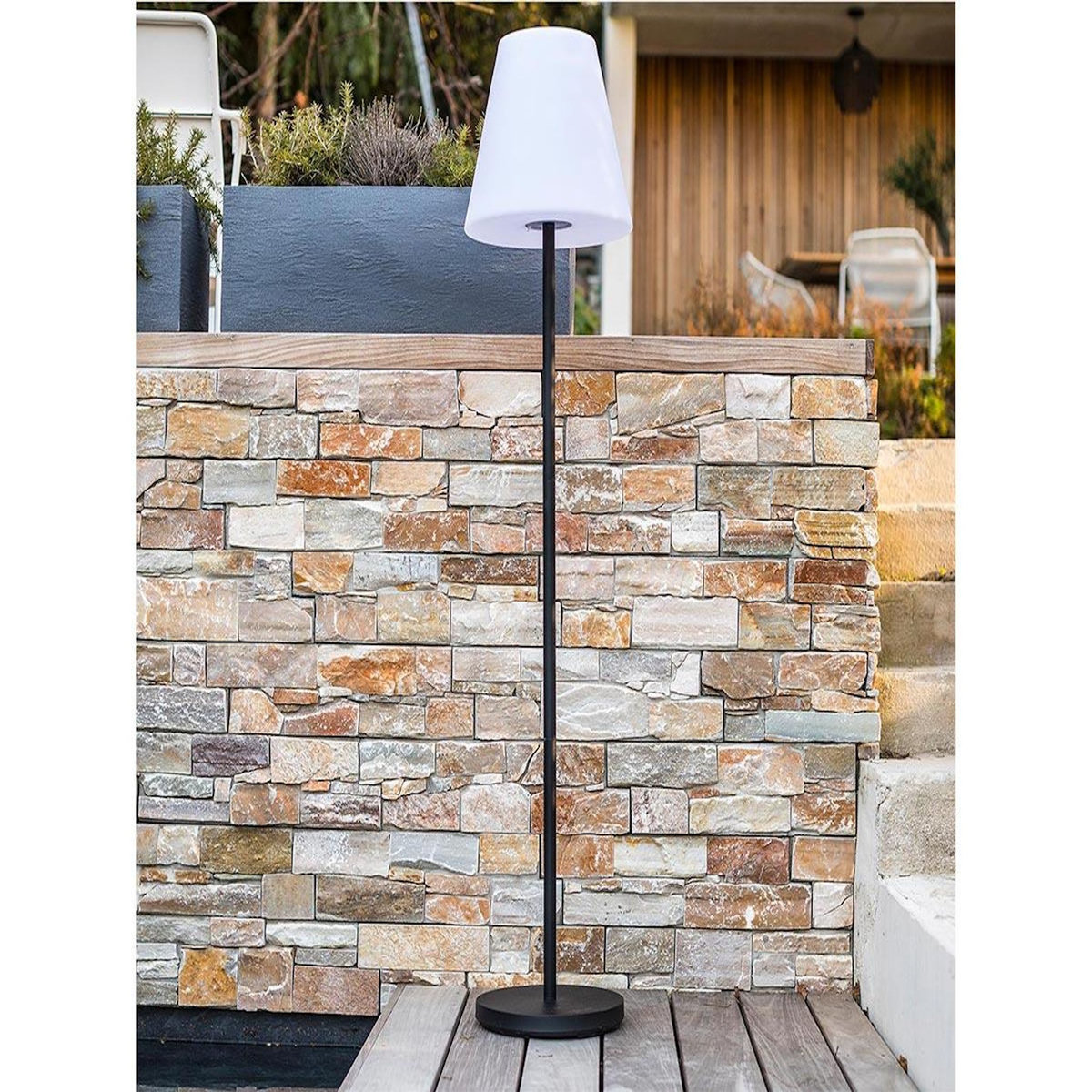 Lumisky Lampadaire lumineux solaire et rechargeable pied métal LED blanc chaud / blanc dimmable STANDY SOLAR H 150 cm