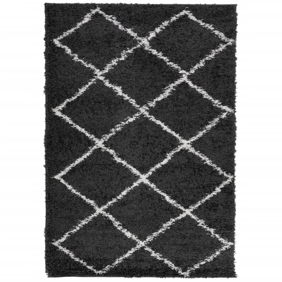 VIDAXL Tapis shaggy a poils longs moderne noir et creme 140x200 cm