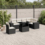 VIDAXL Salon de jardin 7 pcs avec coussins noir resine tressee