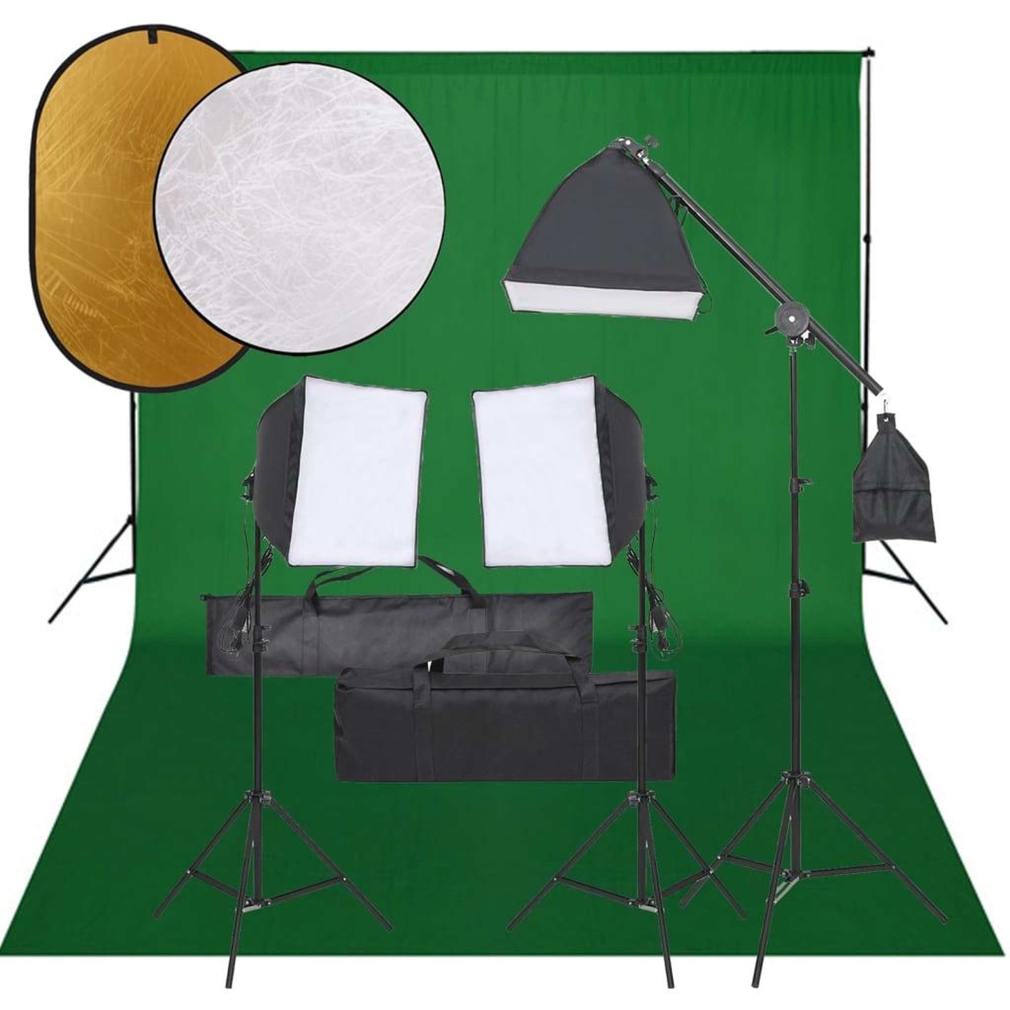 VIDAXL Kit de studio photo avec eclairage toile de fond et reflecteur