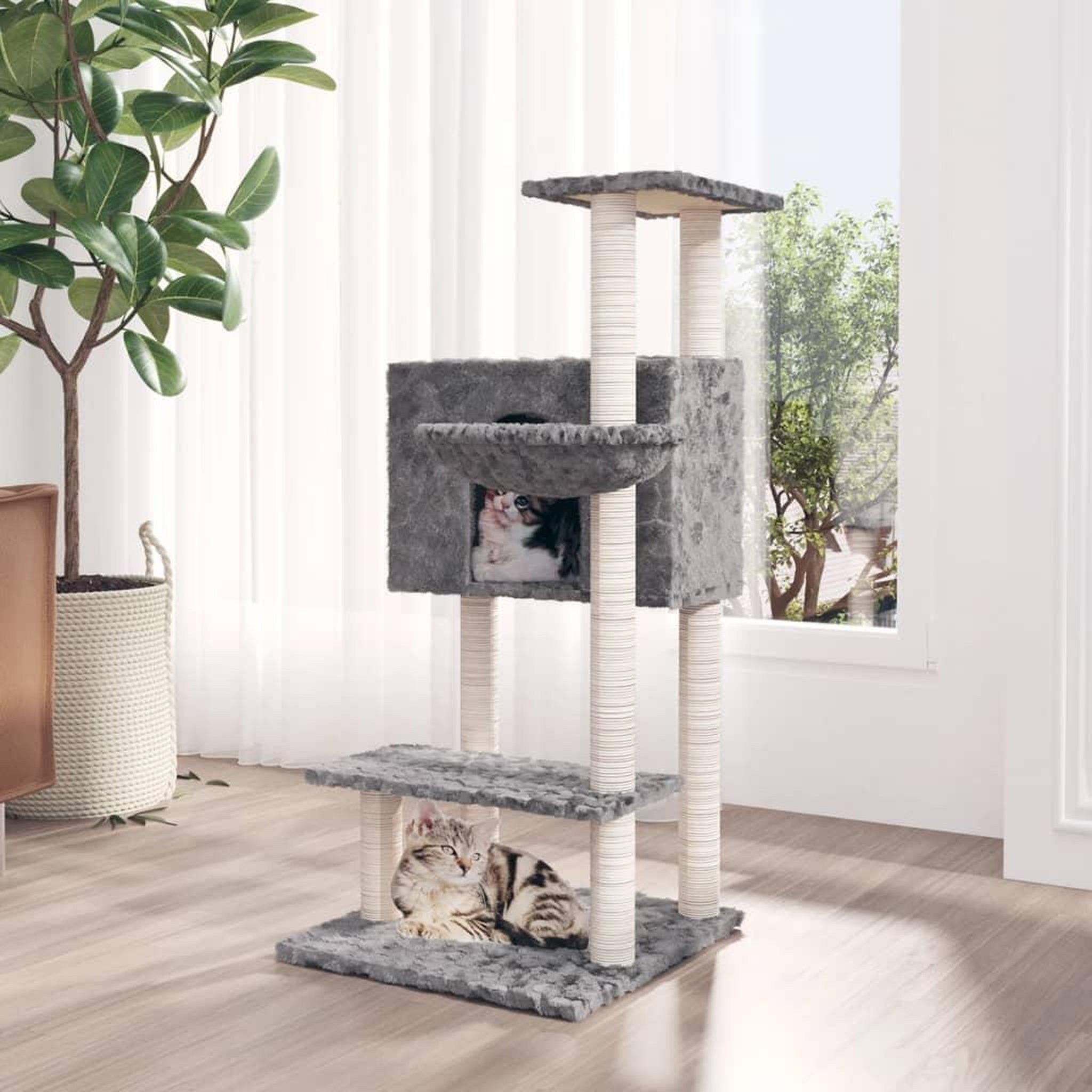 VIDAXL Arbre a chat avec griffoirs en sisal Gris clair 108,5 cm