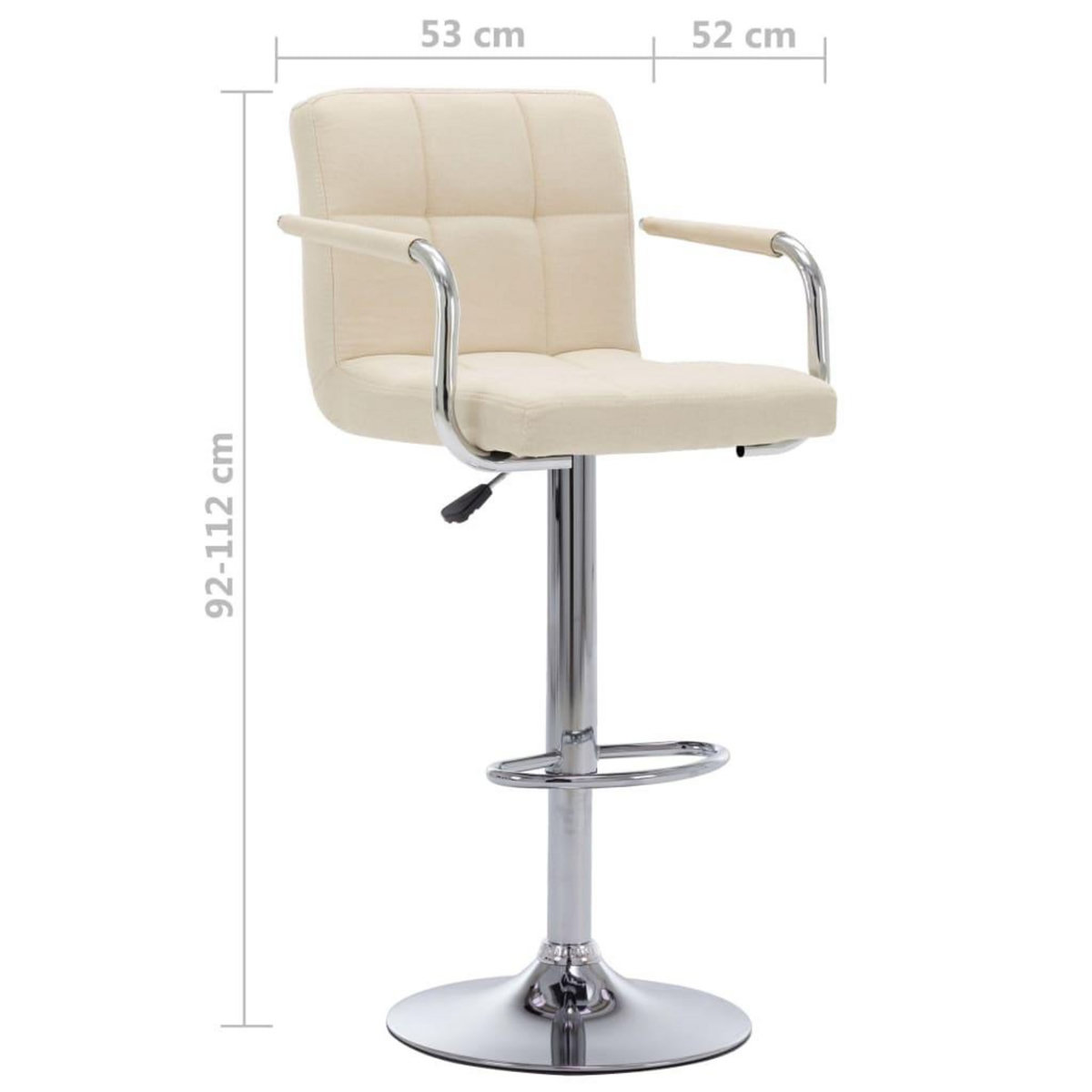 VIDAXL Chaises de bar lot de 2 creme tissu
