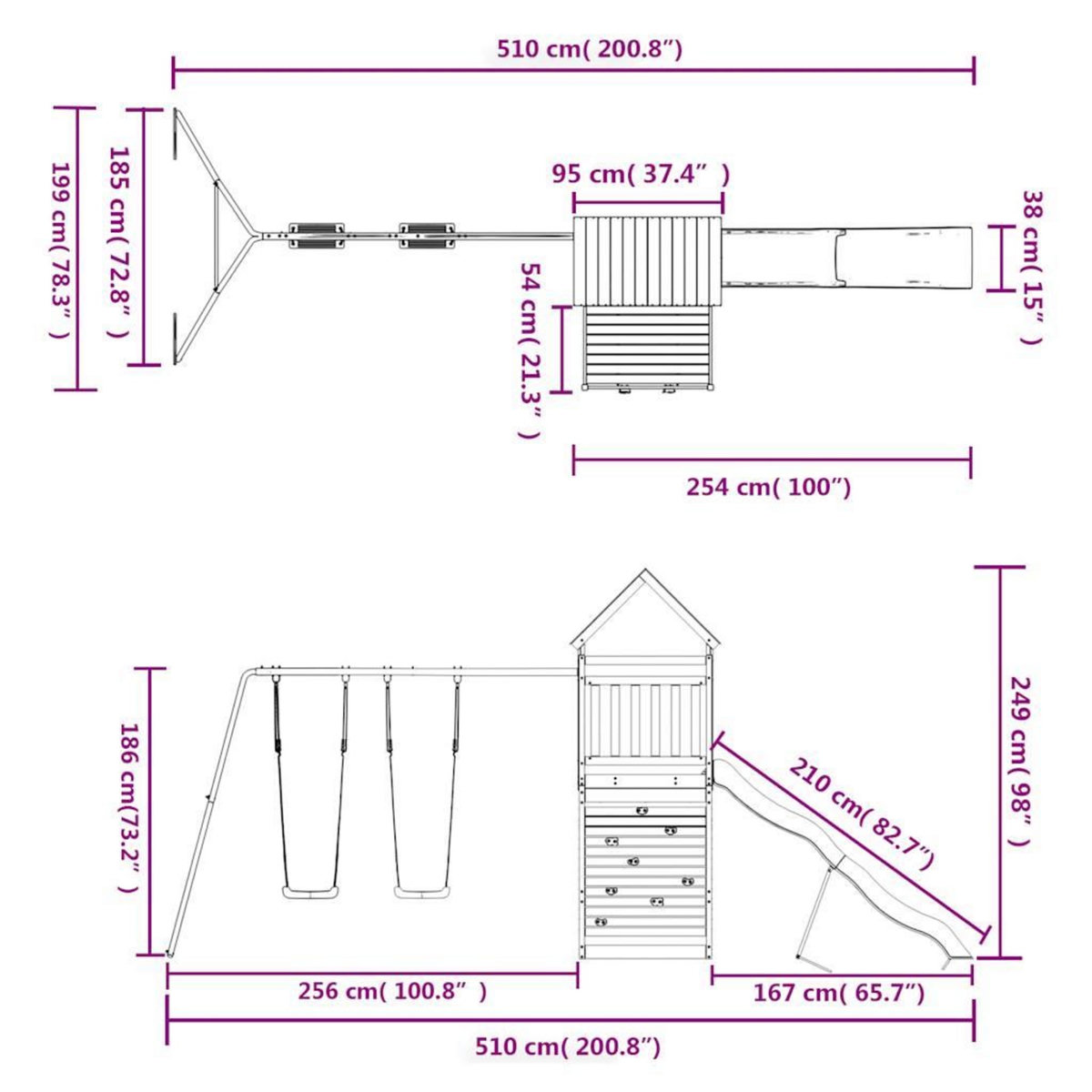 VIDAXL Aire de jeux d'exterieur bois massif de douglas