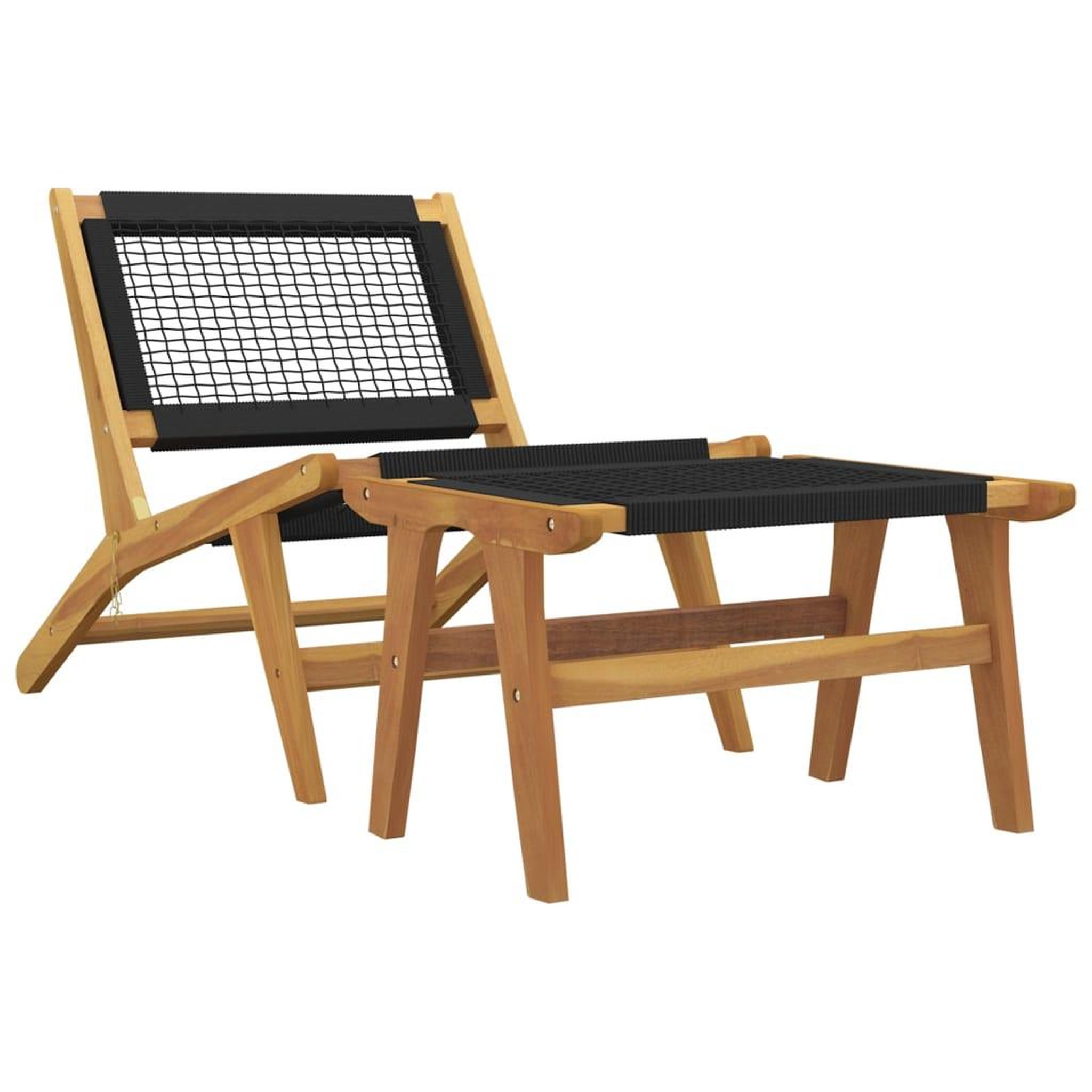 Voir la diapositive 2 : VIDAXL Chaise de jardin et repose-pieds Bois teck solide et polyester