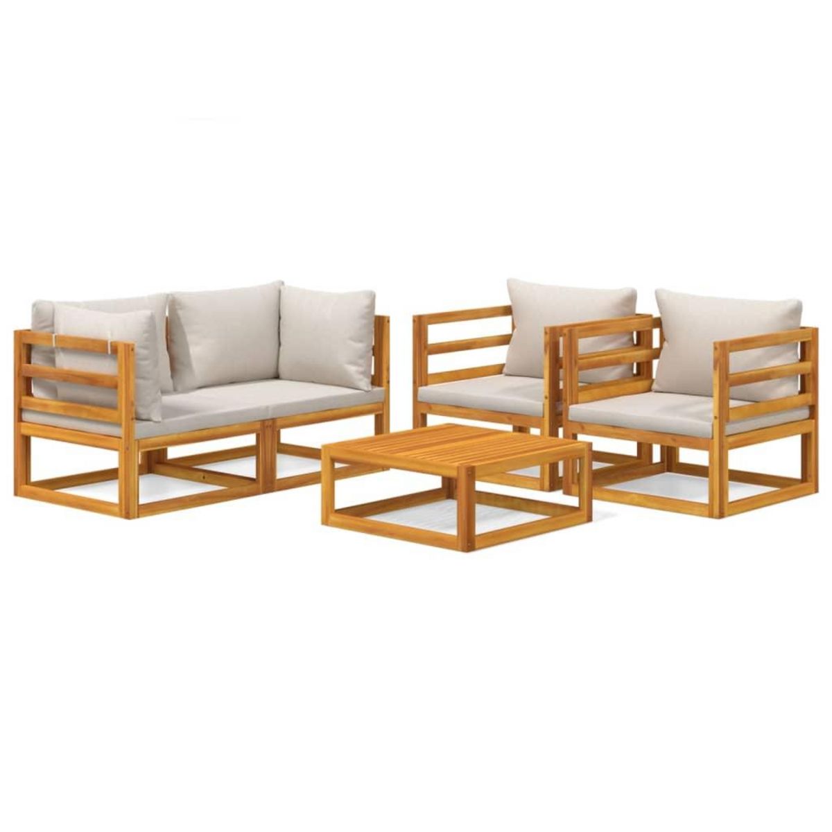 VIDAXL Salon de jardin 5 pcs avec coussins gris clair bois massif