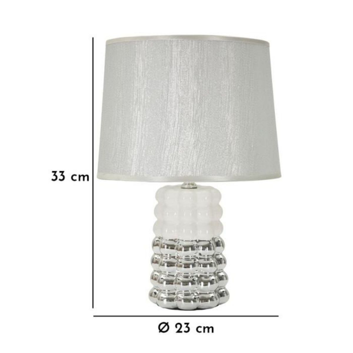 Paris Prix Lampe à Poser en Céramique  Lace  33cm Argent & Blanc